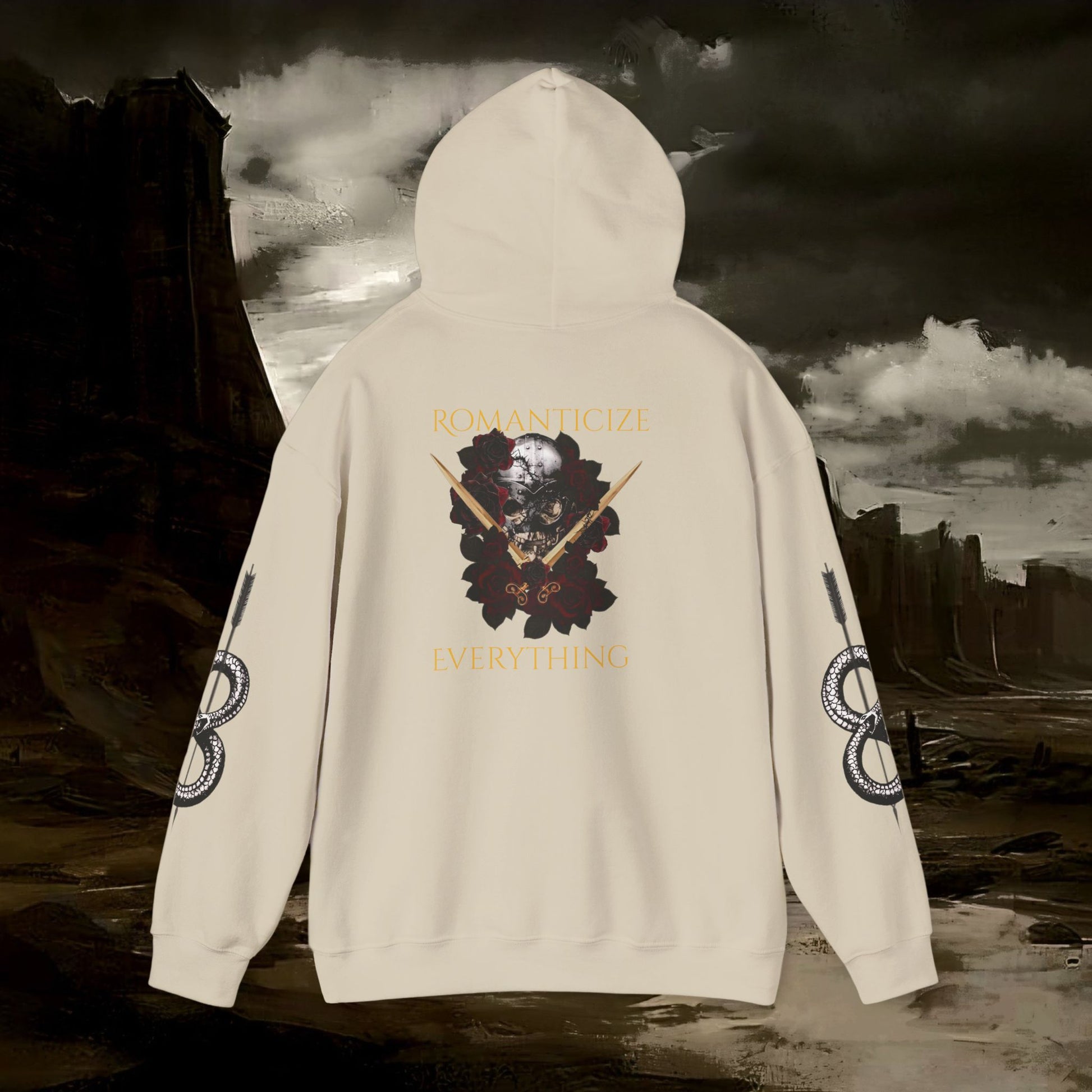 The Barbarian's Fate Medieval Dark Fantasy Inspired Graphic Hoodie back version