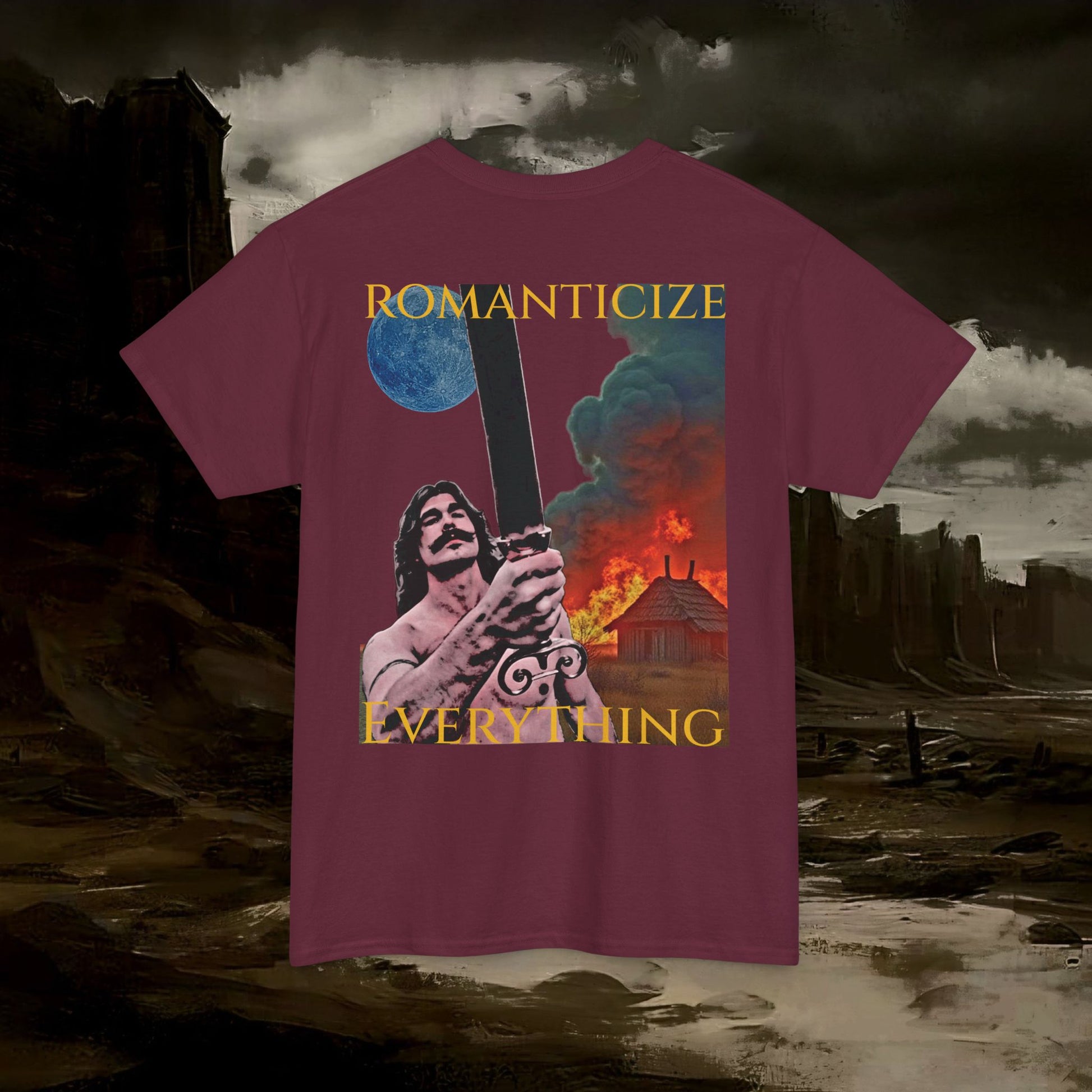 The Barbarian's Mirror Graphic T-Shirt Dark Fantasy Medieval Inspired Tee. Back Version