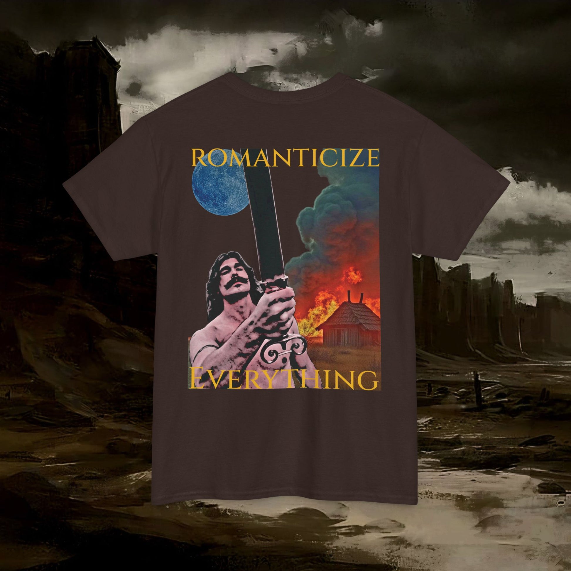 The Barbarian's Mirror Graphic T-Shirt Dark Fantasy Medieval Inspired Tee. Back Version