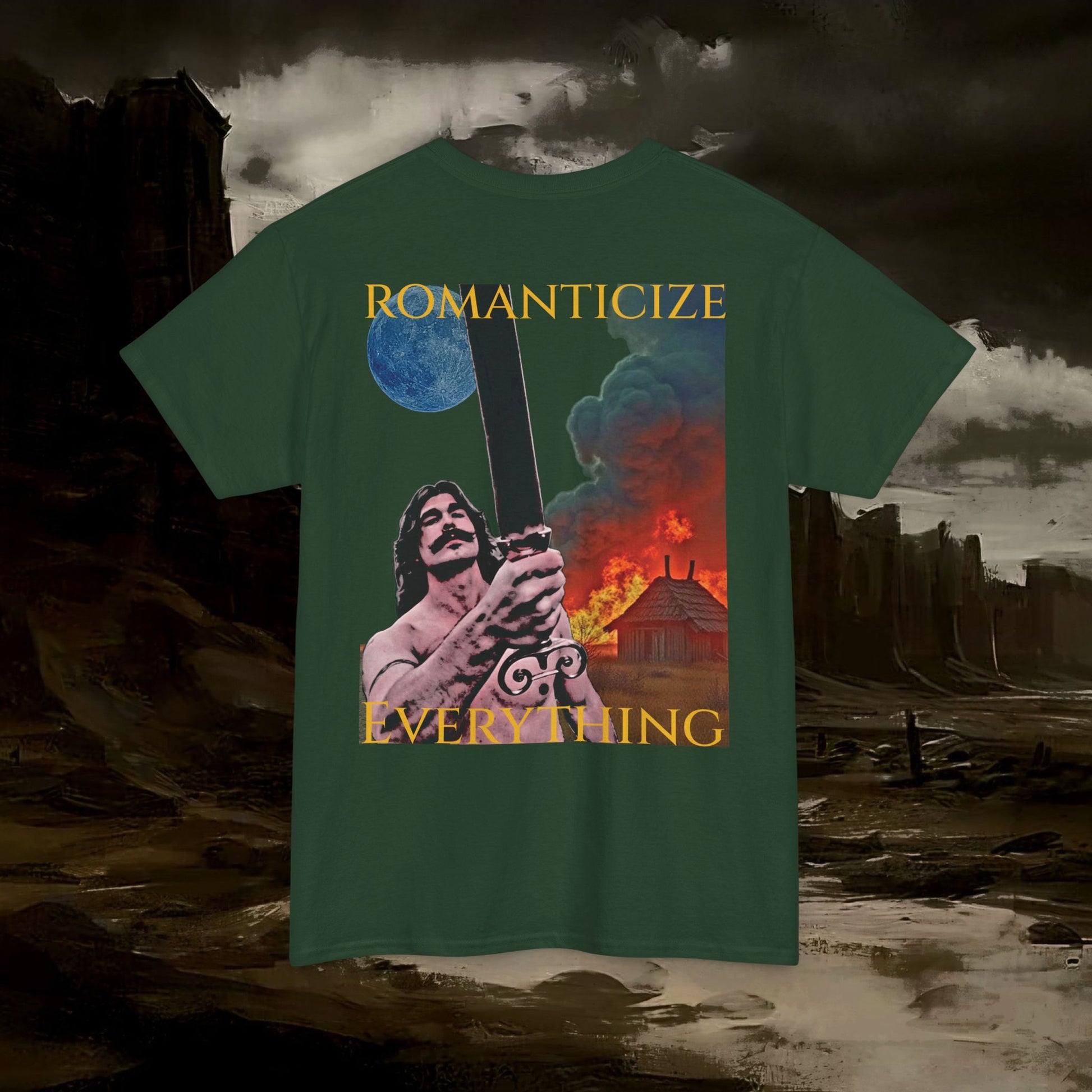 The Barbarian's Mirror Graphic T-Shirt Dark Fantasy Medieval Inspired Tee. Back Version