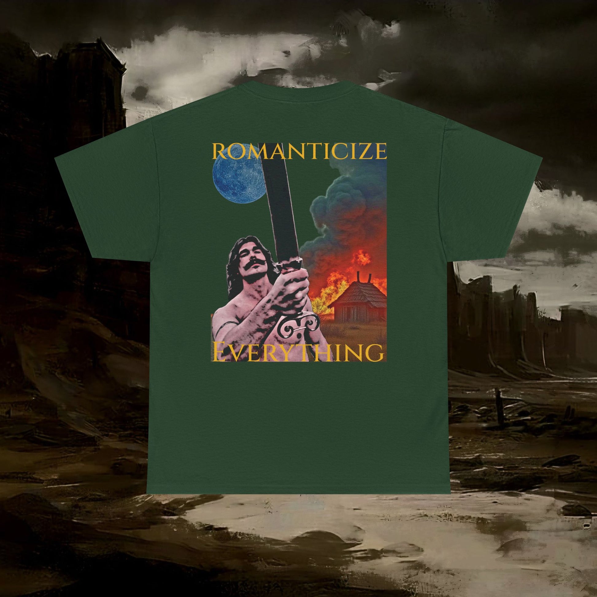 The Barbarian's Mirror Graphic T-Shirt Dark Fantasy Medieval Inspired Tee. Back Version