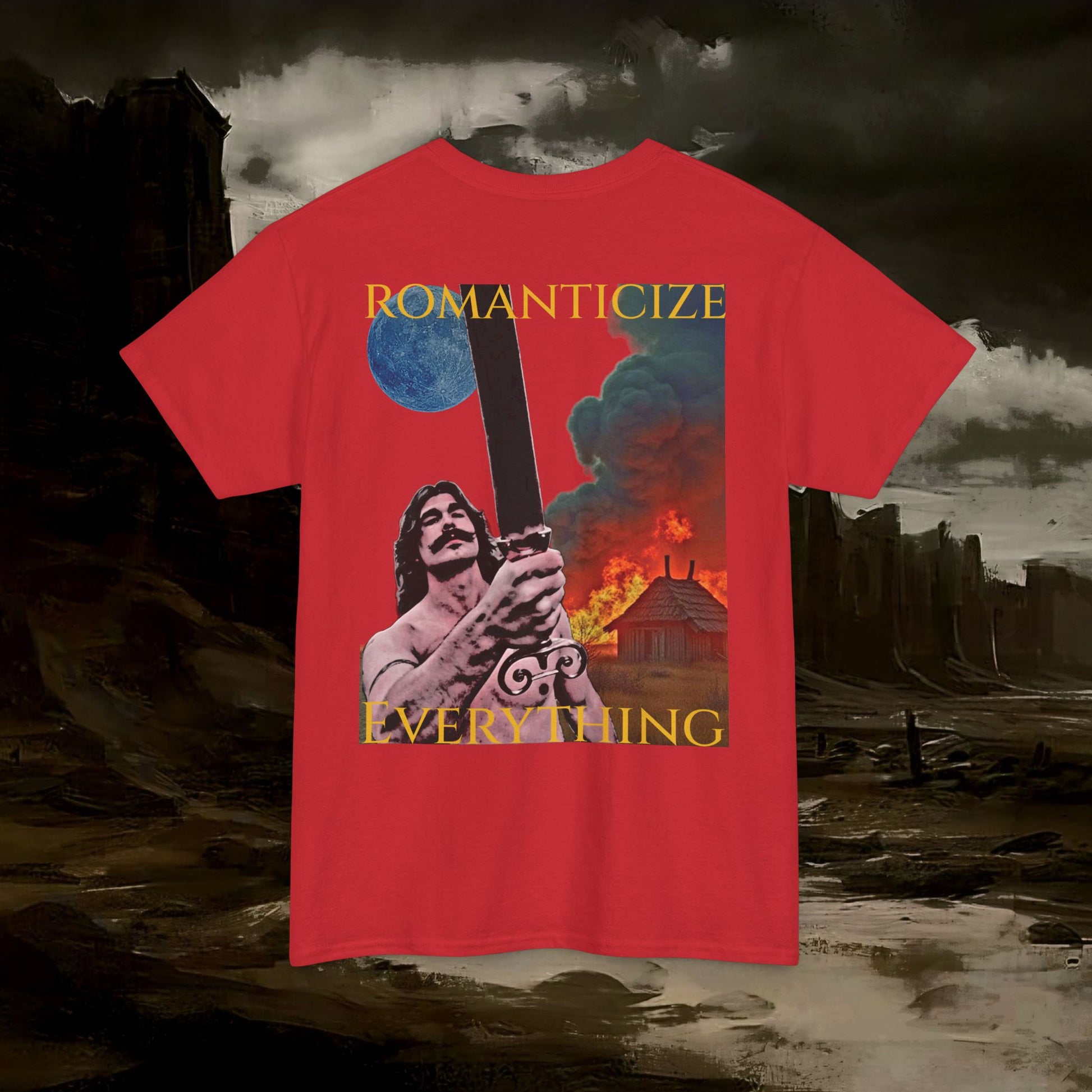 The Barbarian's Mirror Graphic T-Shirt Dark Fantasy Medieval Inspired Tee. Back Version