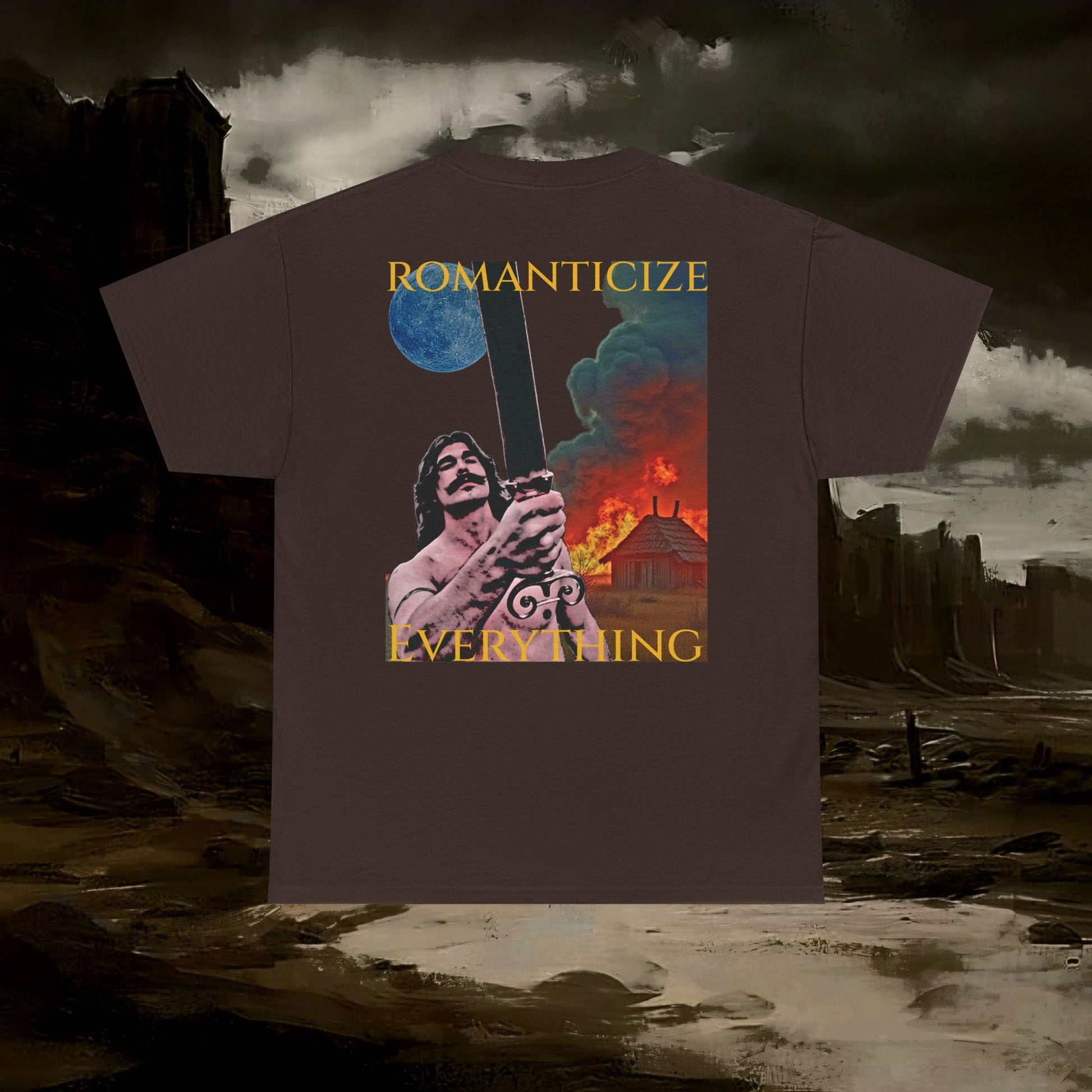 The Barbarian's Mirror Graphic T-Shirt Dark Fantasy Medieval Inspired Tee. Back Version