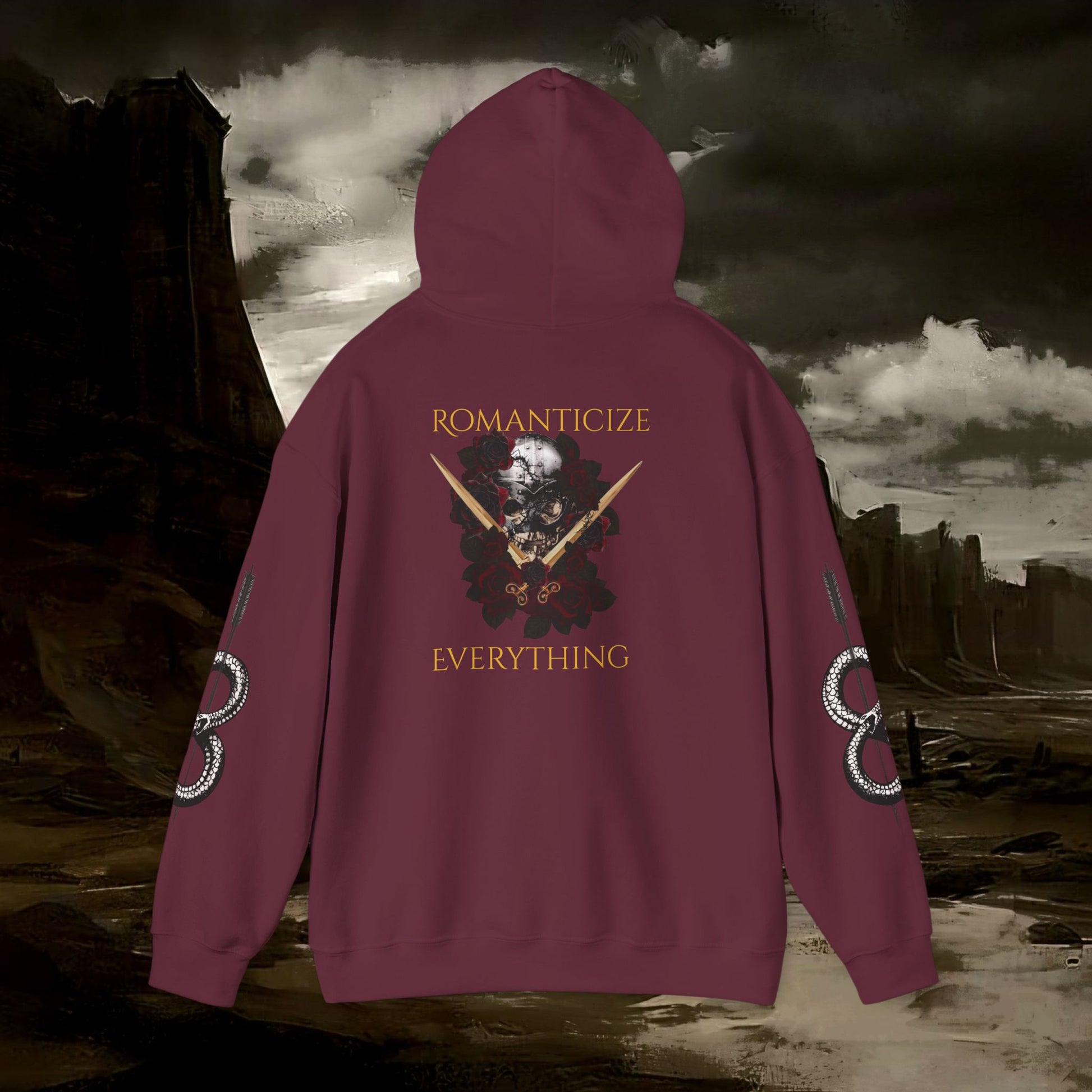 The Barbarian's Fate Medieval Dark Fantasy Inspired Graphic Hoodie back version