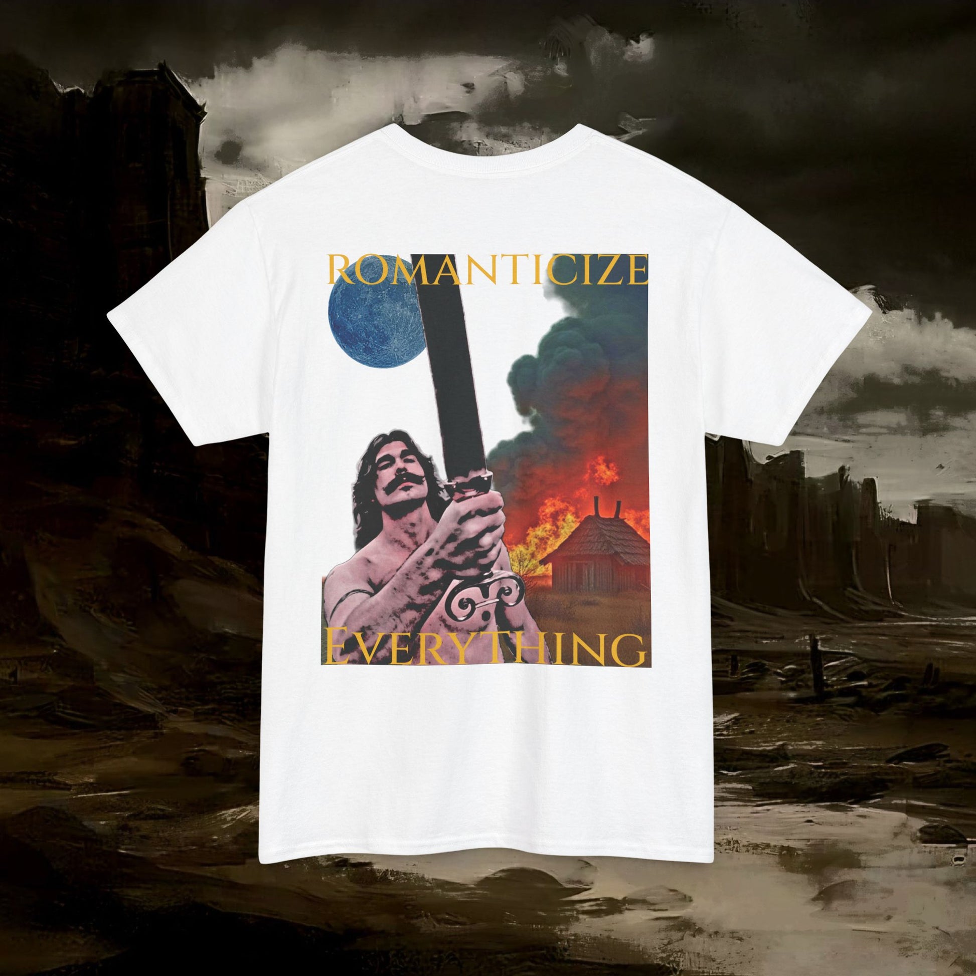 The Barbarian's Mirror Graphic T-Shirt Dark Fantasy Medieval Inspired Tee. Back Version