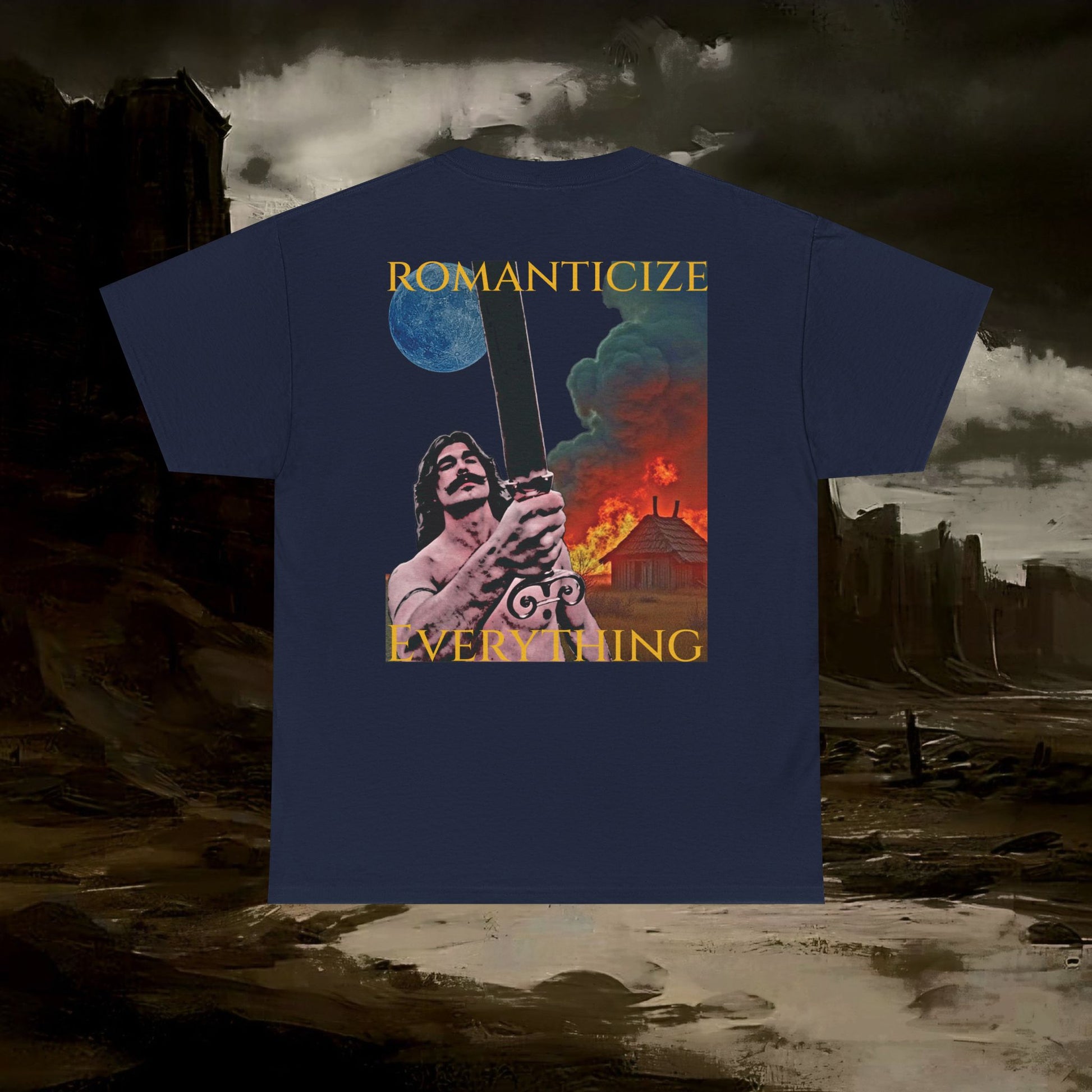 The Barbarian's Mirror Graphic T-Shirt Dark Fantasy Medieval Inspired Tee. Back Version