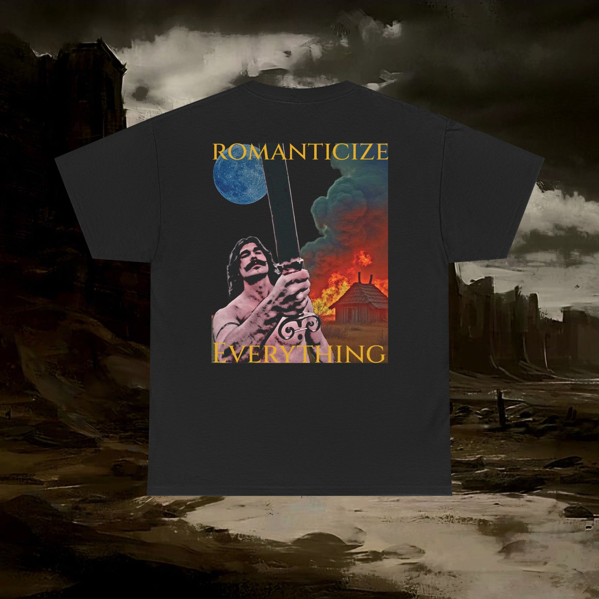 The Barbarian's Mirror Graphic T-Shirt Dark Fantasy Medieval Inspired Tee. Back Version