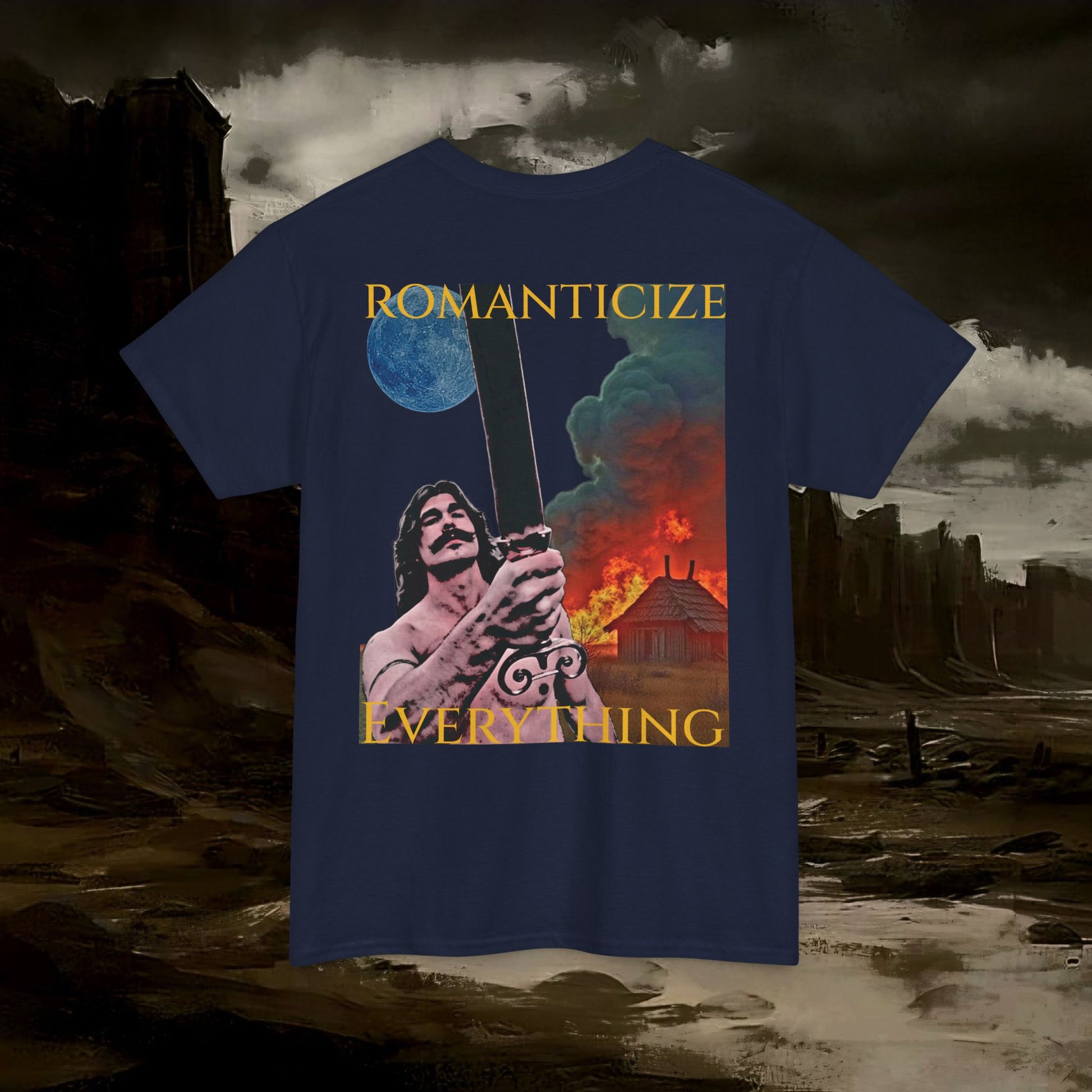 The Barbarian's Mirror Graphic T-Shirt Dark Fantasy Medieval Inspired Tee. Back Version