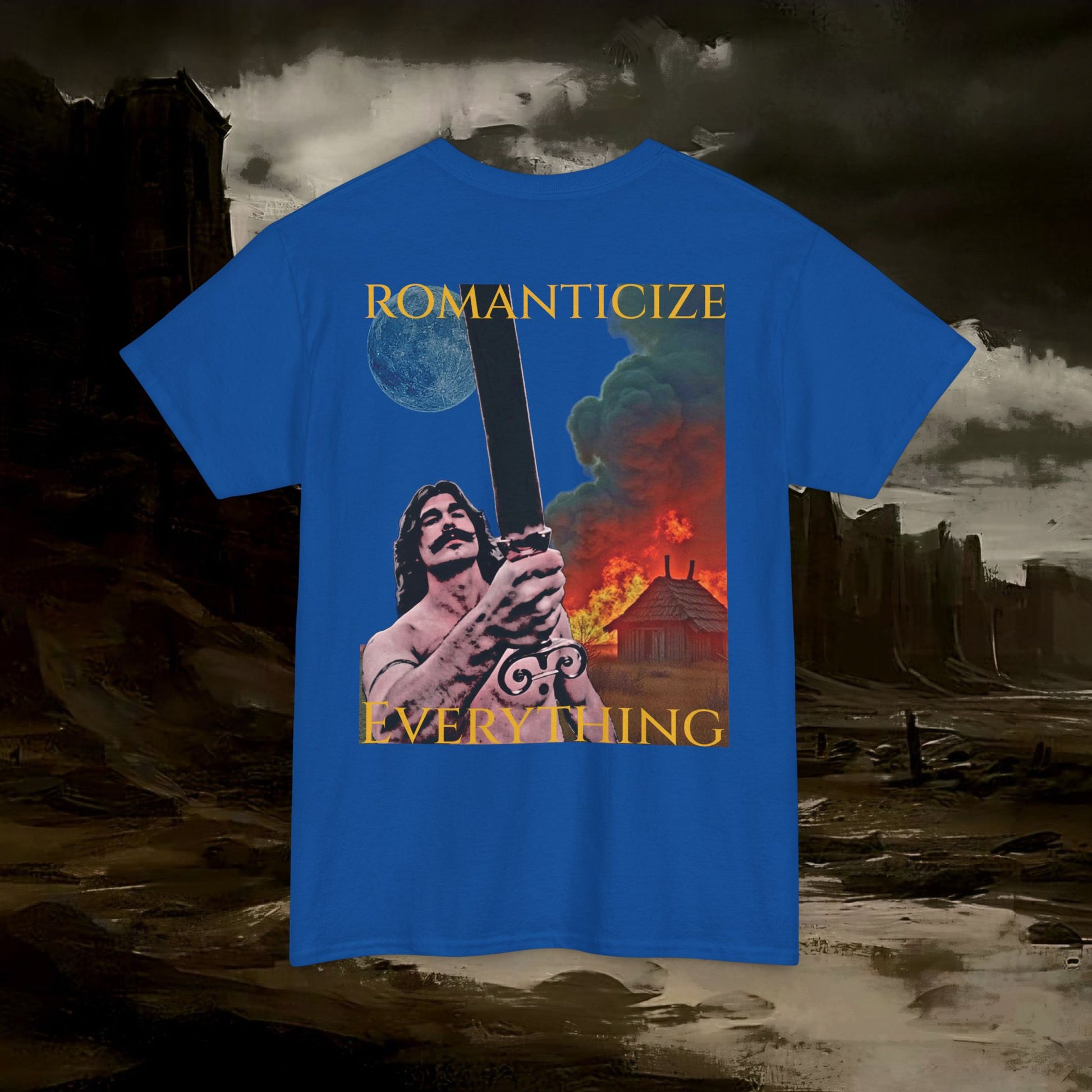 The Barbarian's Mirror Graphic T-Shirt Dark Fantasy Medieval Inspired Tee. Back Version