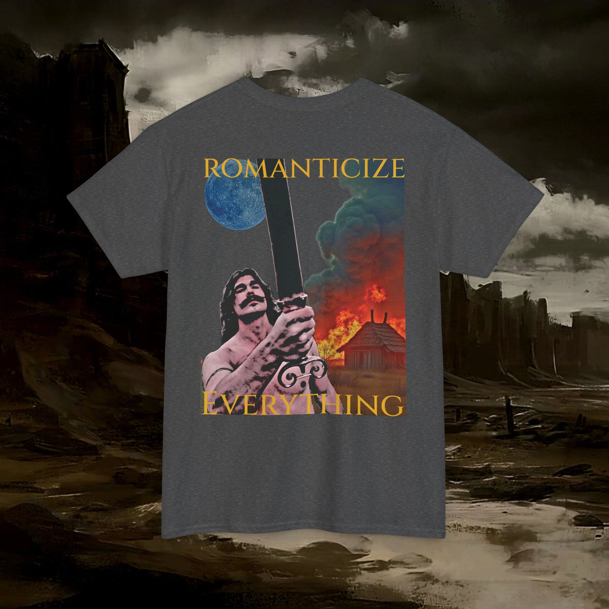 The Barbarian's Mirror Graphic T-Shirt Dark Fantasy Medieval Inspired Tee. Back Version