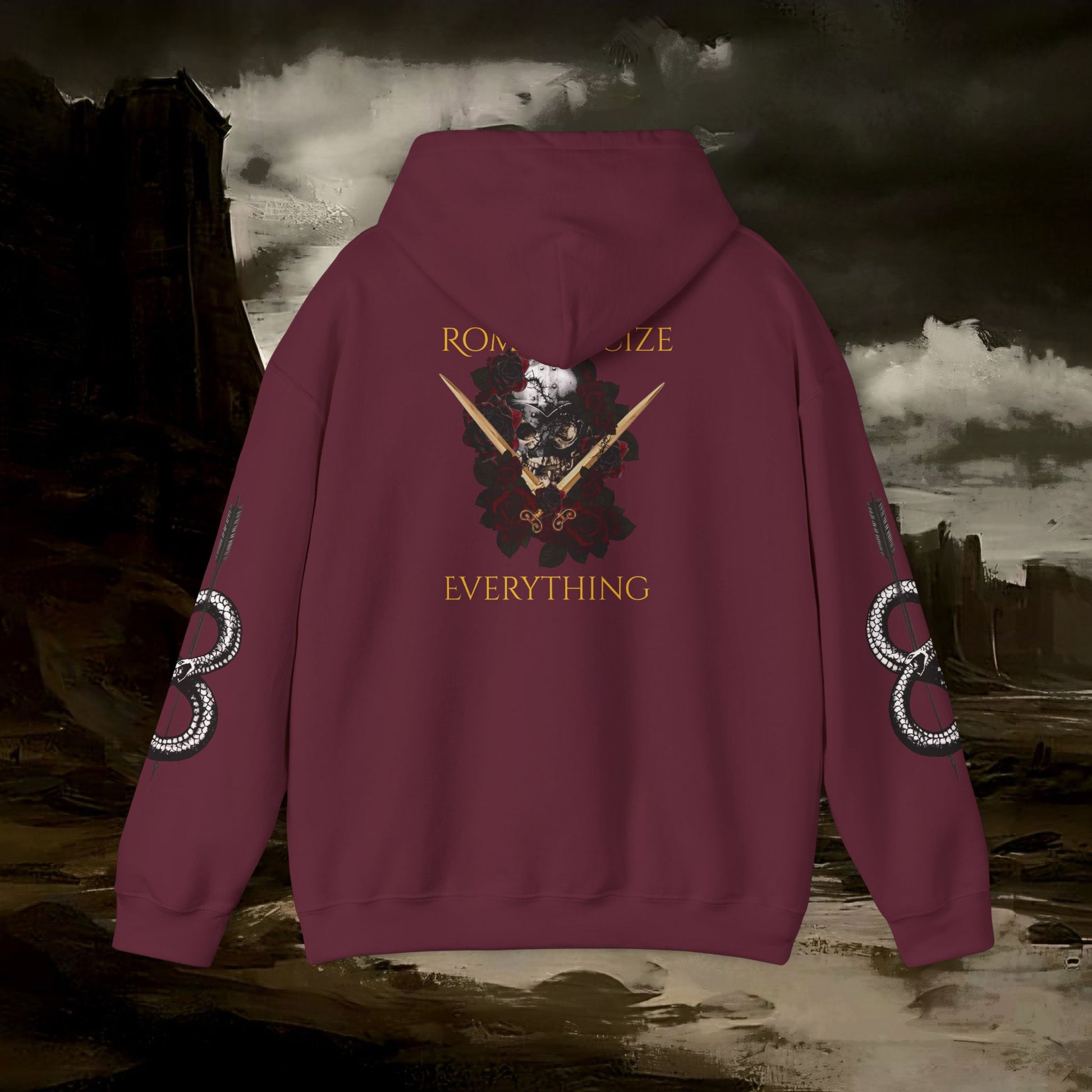 The Barbarian's Fate Medieval Dark Fantasy Inspired Graphic Hoodie back version