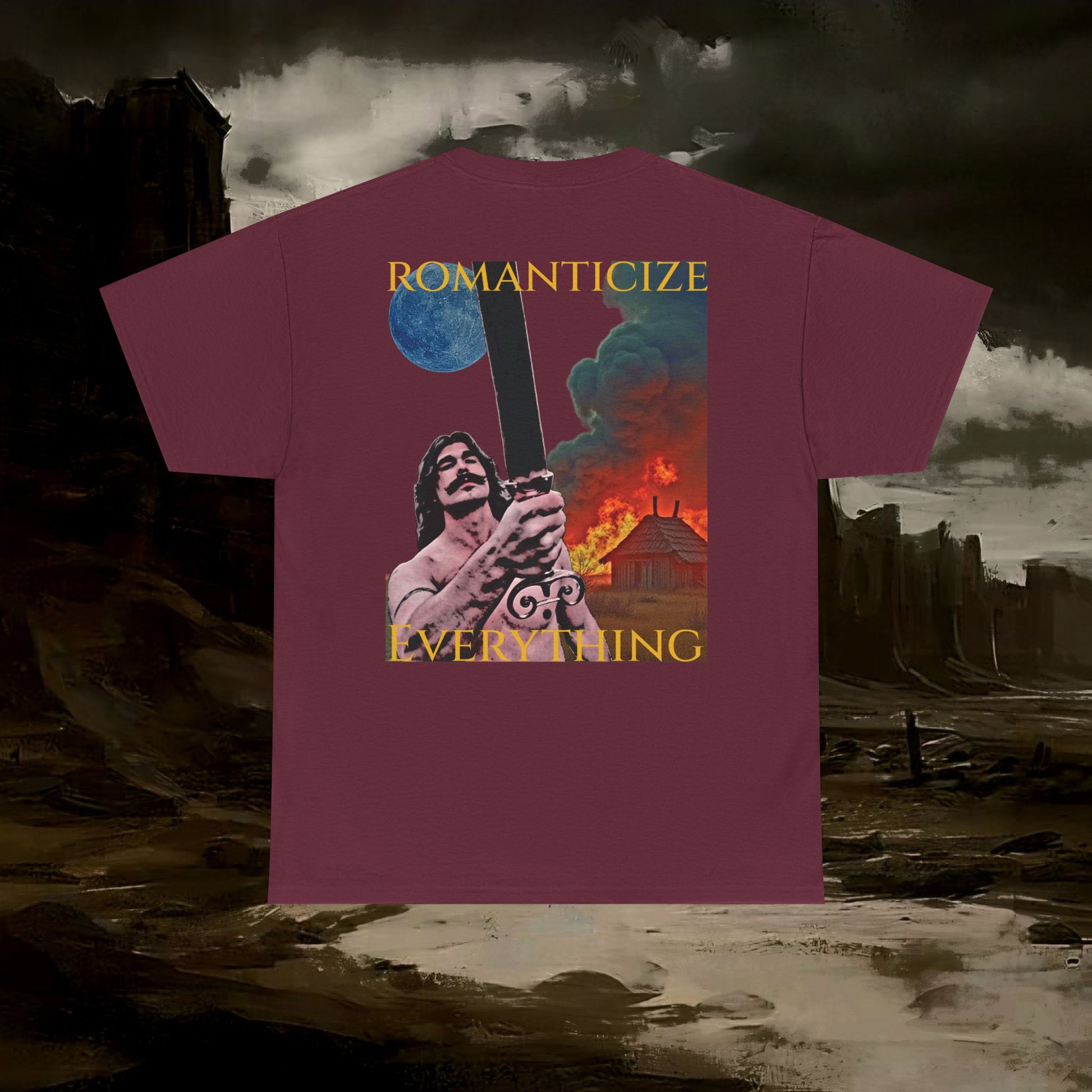 The Barbarian's Mirror Graphic T-Shirt Dark Fantasy Medieval Inspired Tee. Back Version