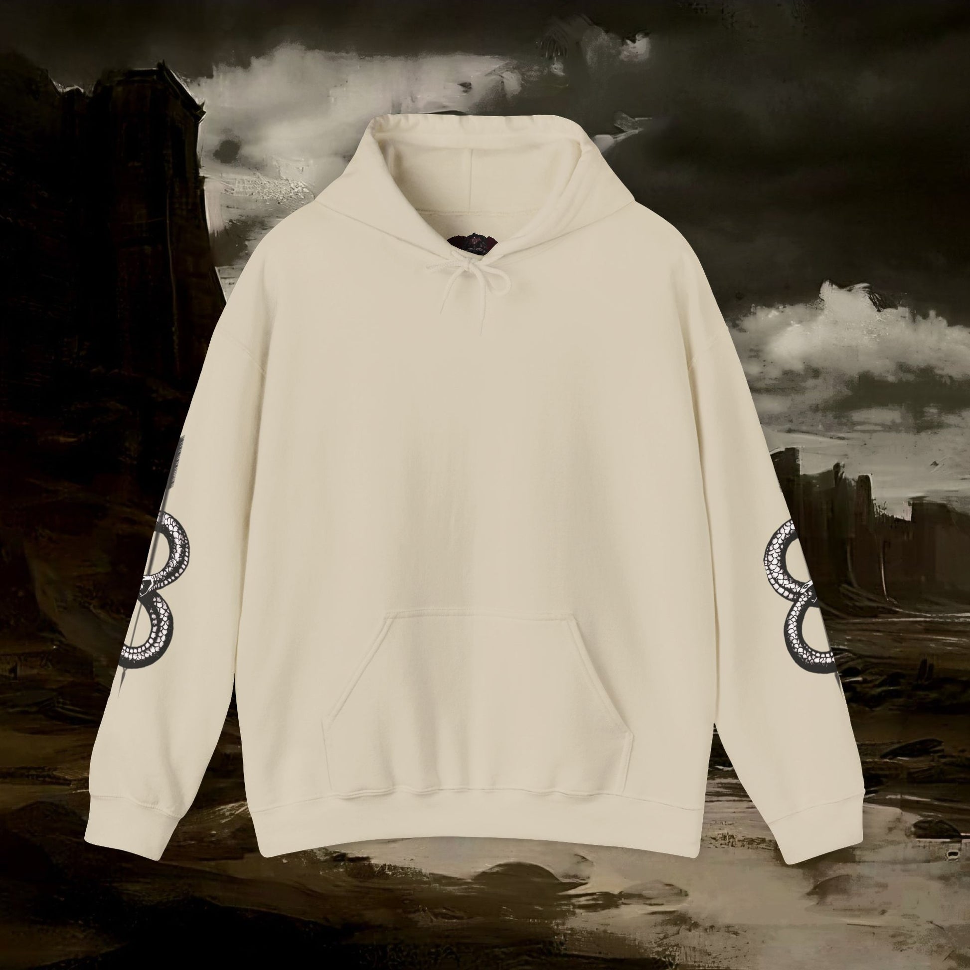 The Barbarian's Fate Medieval Dark Fantasy Inspired Graphic Hoodie back version