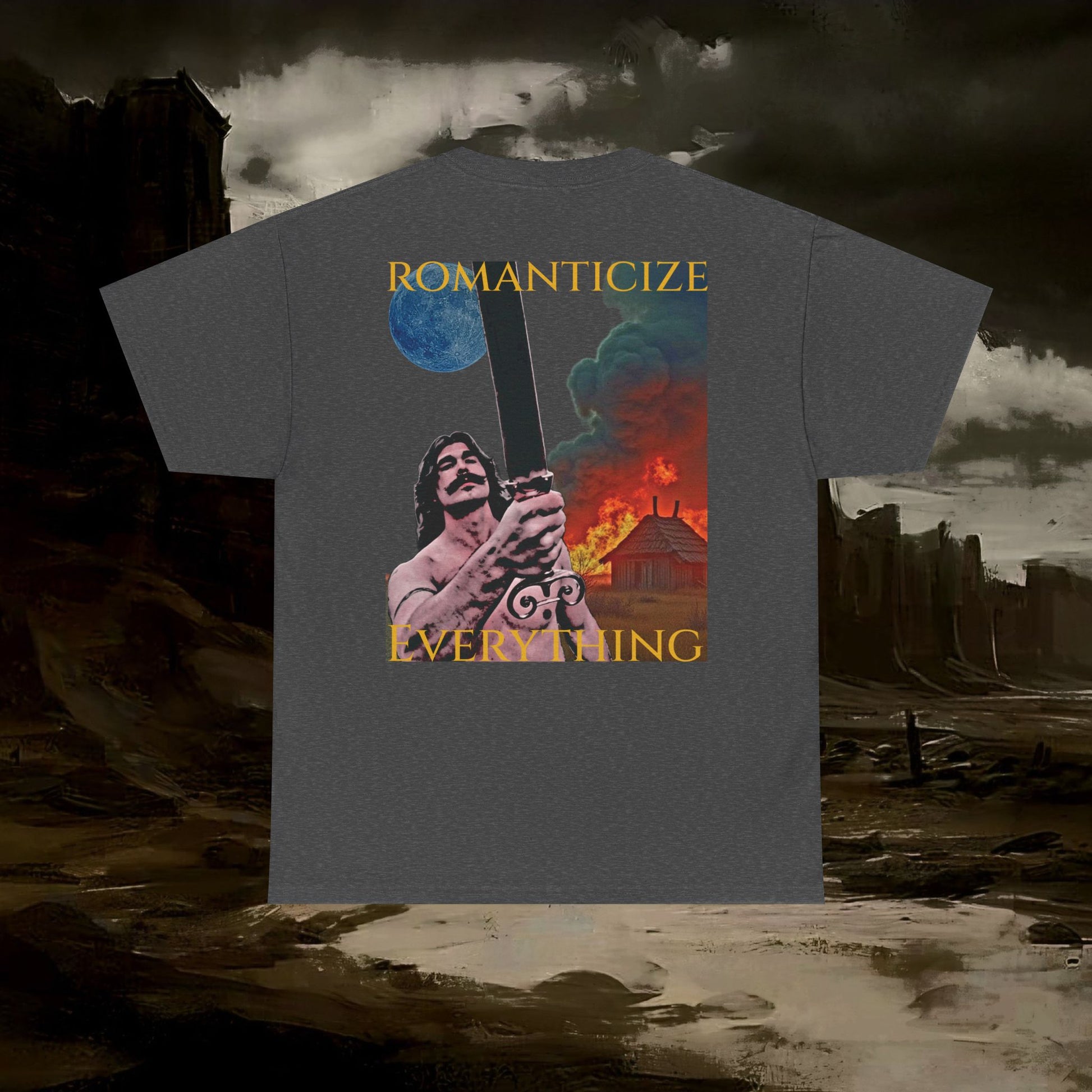 The Barbarian's Mirror Graphic T-Shirt Dark Fantasy Medieval Inspired Tee. Back Version