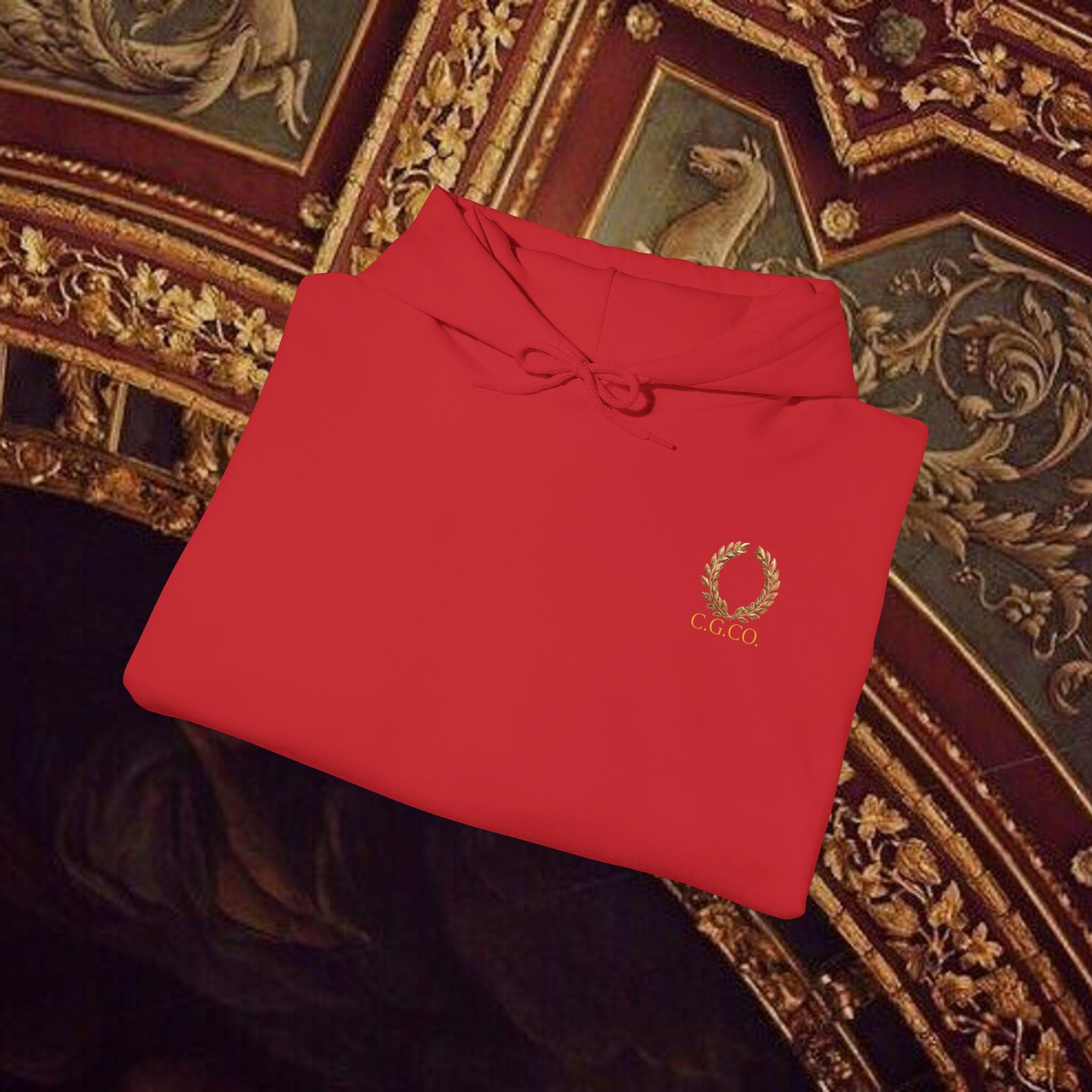 Guardian of the Temple Classically- Inspired Cotton Graphic Hoodie Back Version