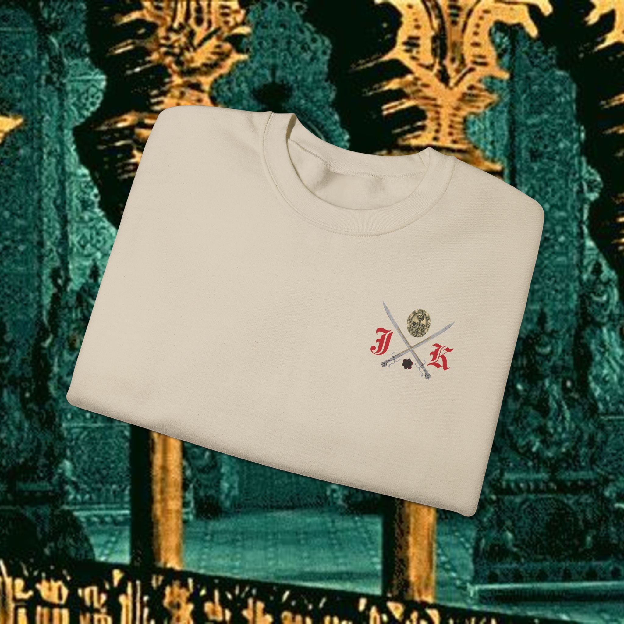 Sons of the Steppe Crewneck Sweatshirt — Mythic Warrior Horseback Graphic Back Version