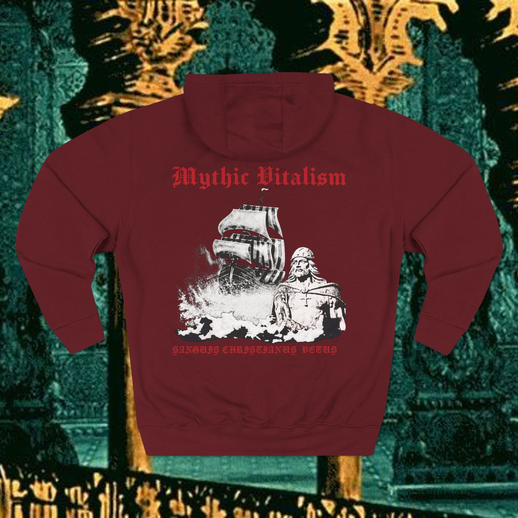 Mythic Vitalism, Sanguis Christianus Vetus Exploration and Adventure Inspired Graphic Fleece Hoodie back version
