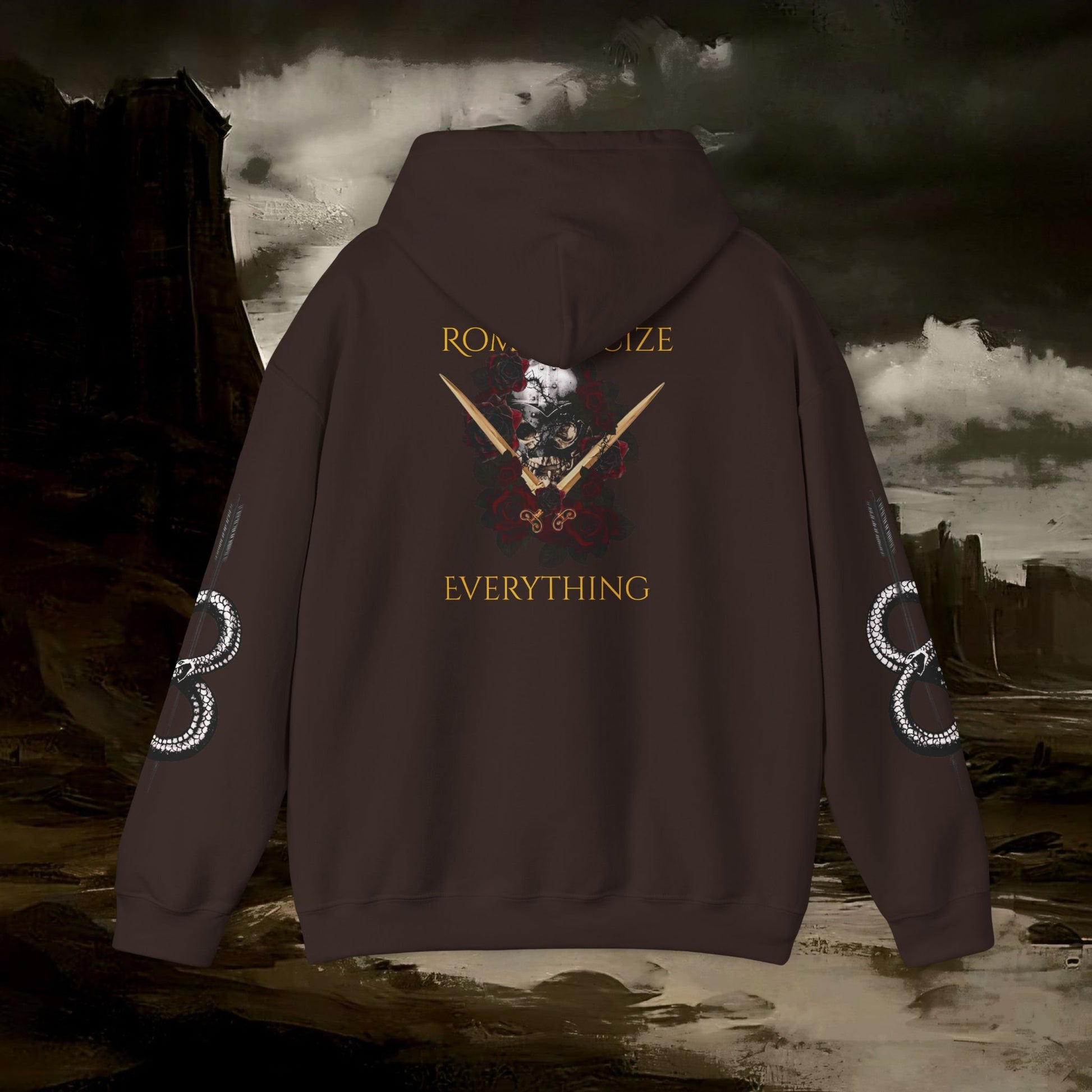 The Barbarian's Fate Medieval Dark Fantasy Inspired Graphic Hoodie back version