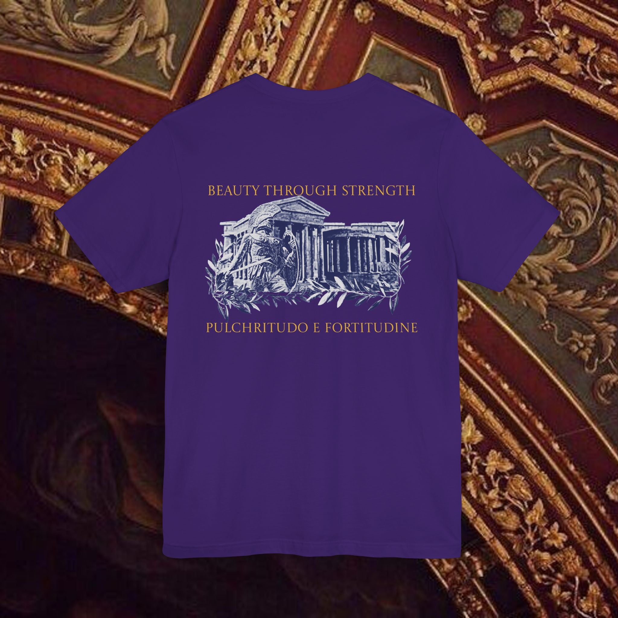 Guardian of the Temple Classically- Inspired Cotton Graphic T Shirt Back Version