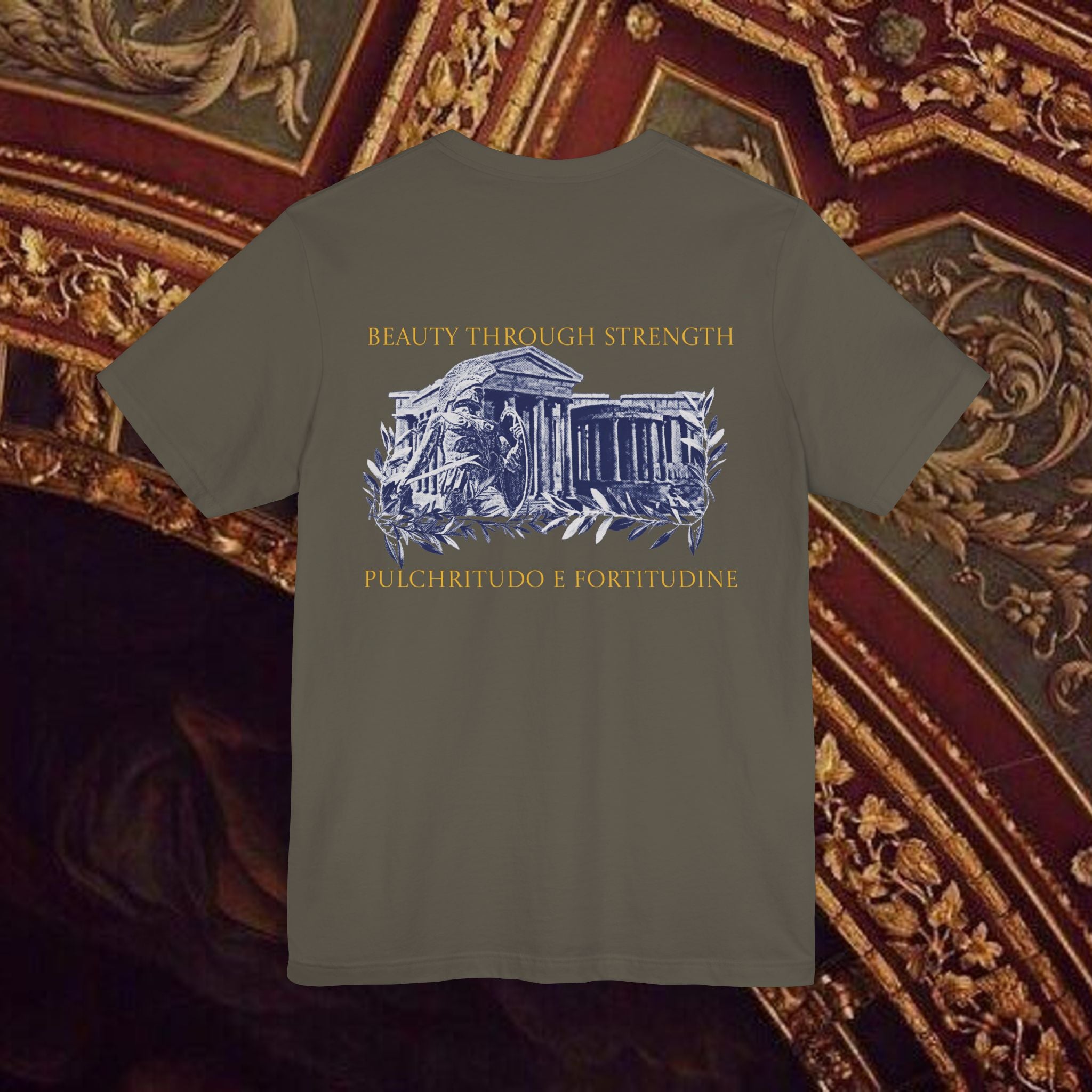 Guardian of the Temple Classically- Inspired Cotton Graphic T Shirt Back Version