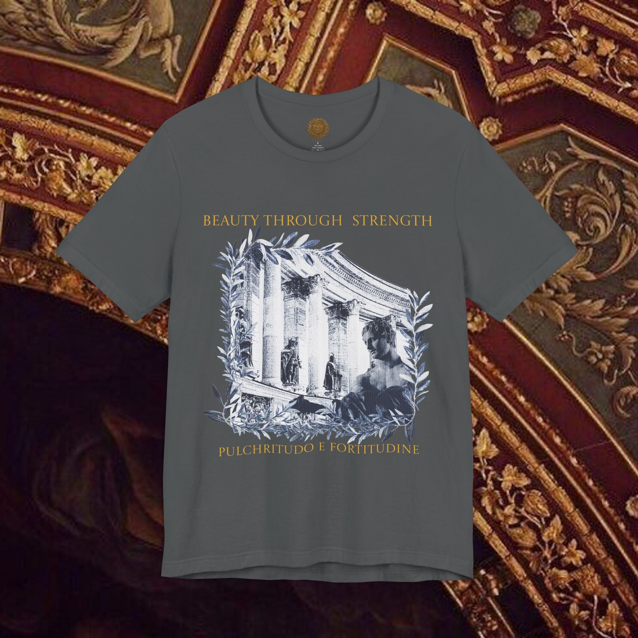 Beauty Through Strength Classically-Inspired Cotton Graphic T-Shirt