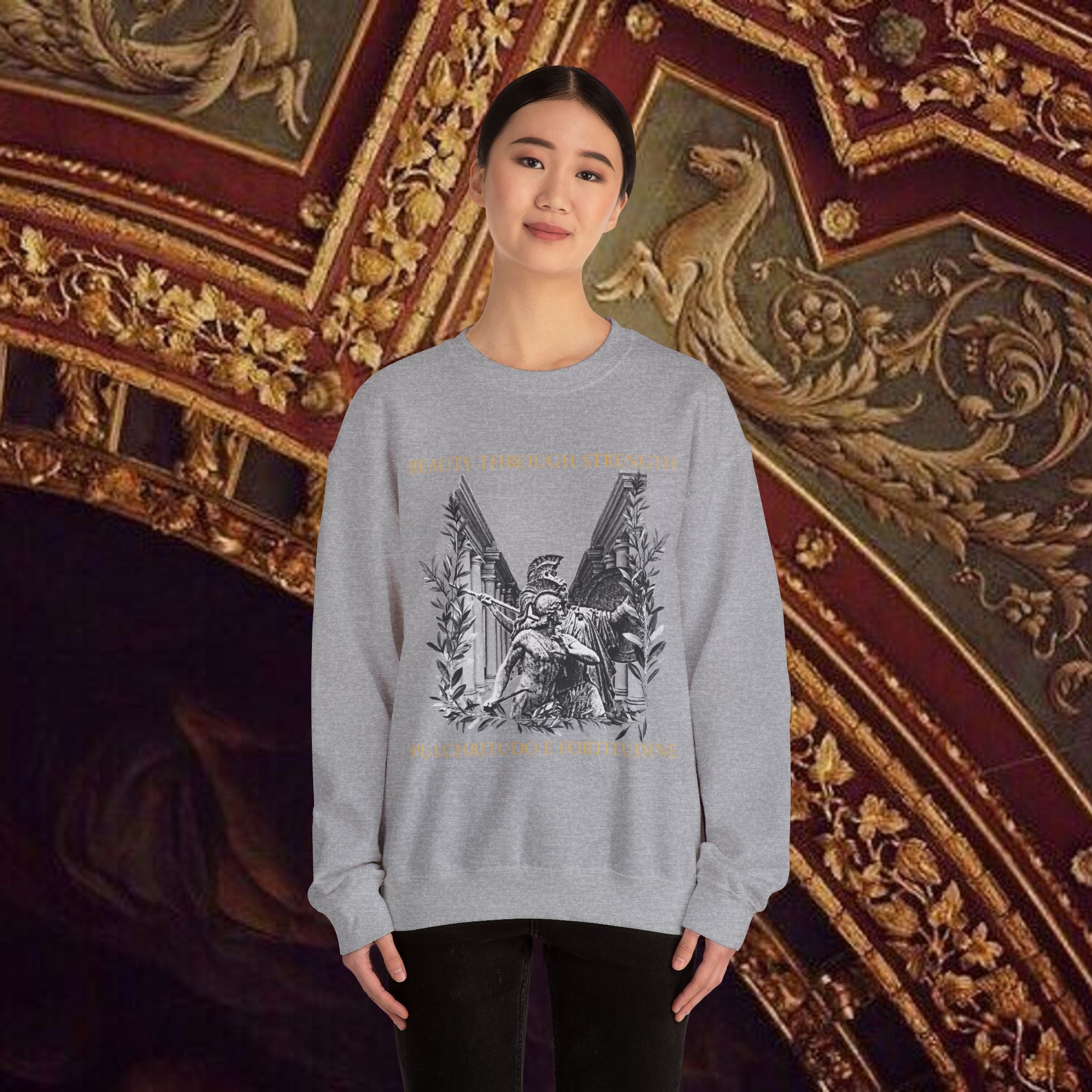 The Goddess's Protection Classically-Inspired Cotton Graphic Sweatshirt
