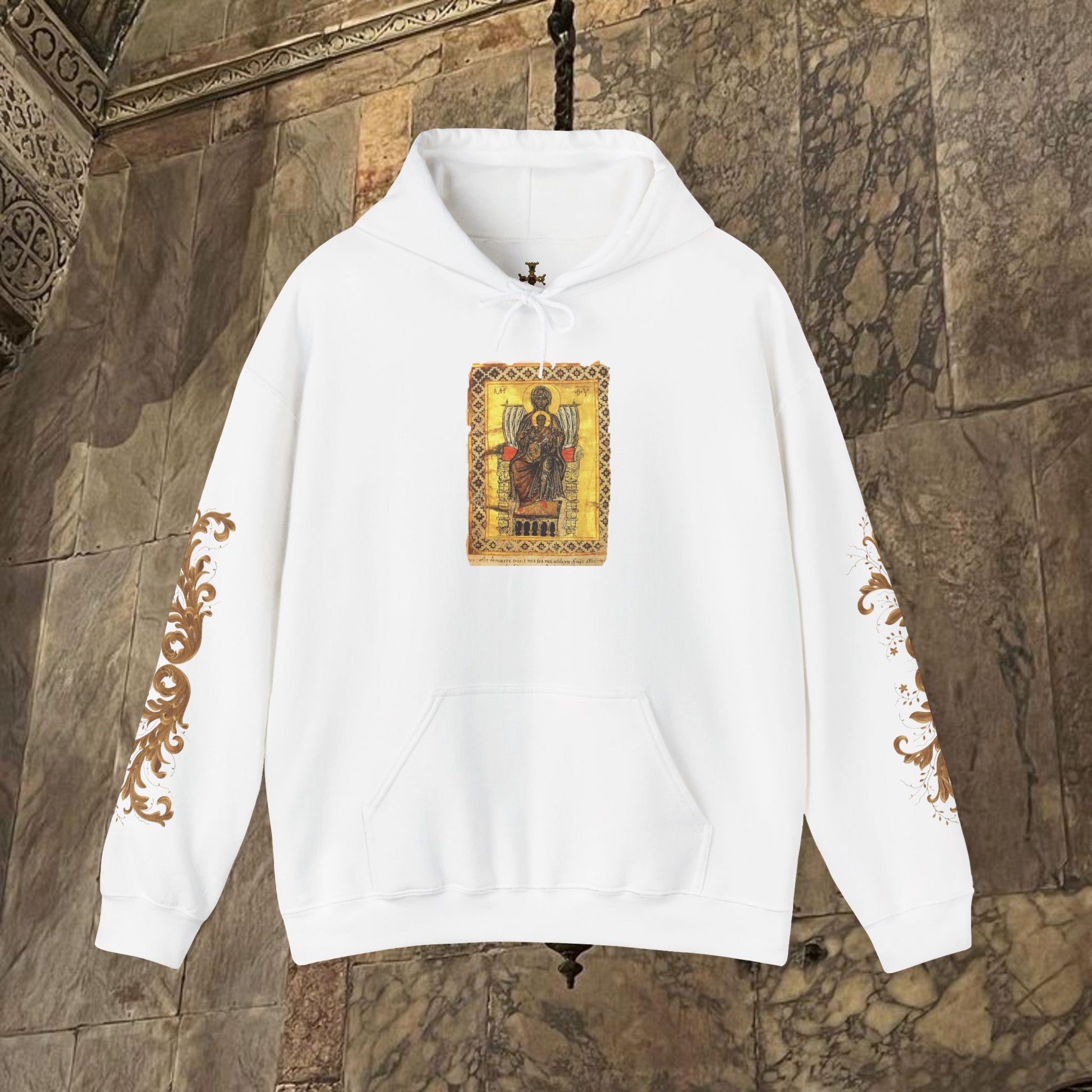 Byzantine Manuscript Art Hoodie - Orthodox Icon Design
