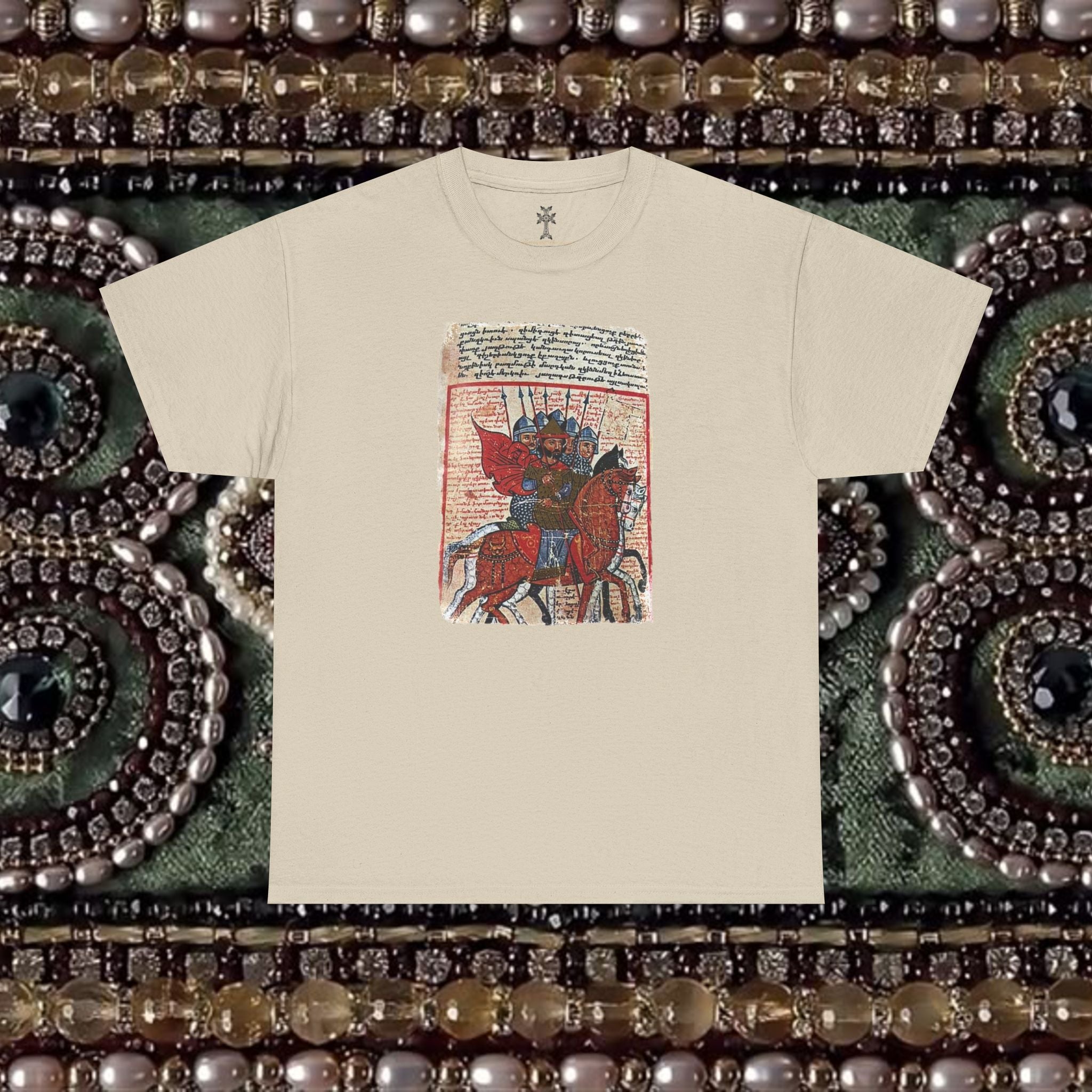 Armenian Warriors Art T-Shirt - Ancient Manuscript Design