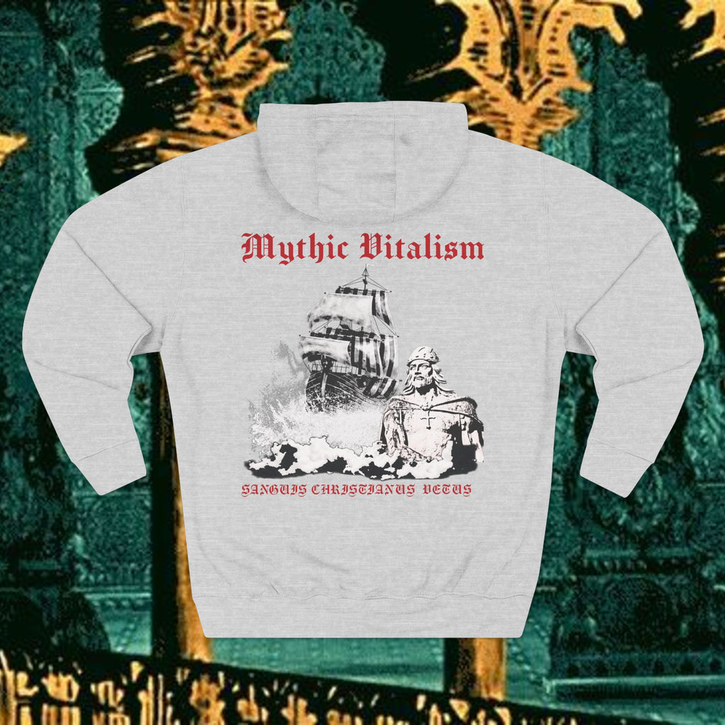 Mythic Vitalism, Sanguis Christianus Vetus Exploration and Adventure Inspired Graphic Fleece Hoodie back version