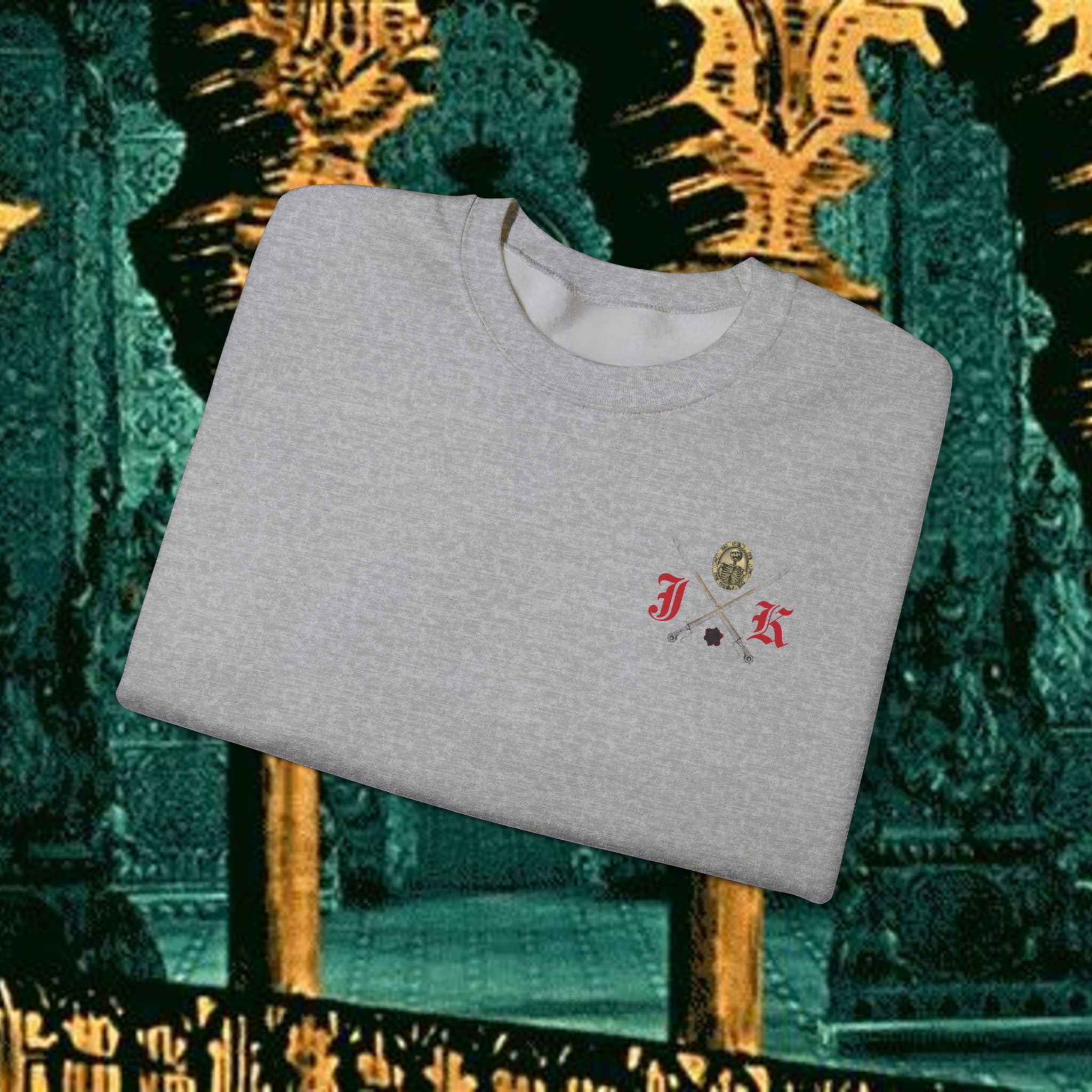Sons of the Steppe Crewneck Sweatshirt — Mythic Warrior Horseback Graphic Back Version
