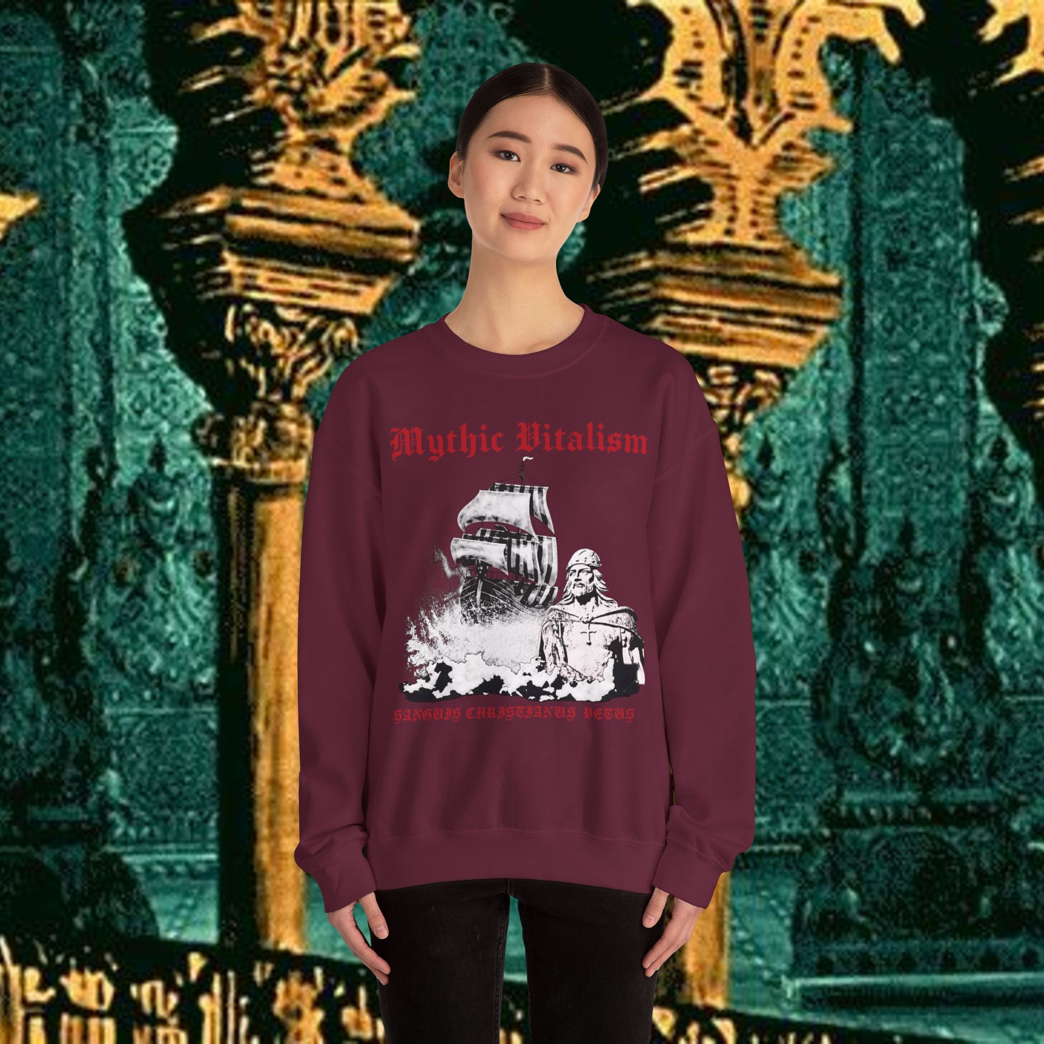 Mythic Vitalism, Sanguis Christianus Vetus  Exploration and Adventure Inspired Crewneck Sweatshirt