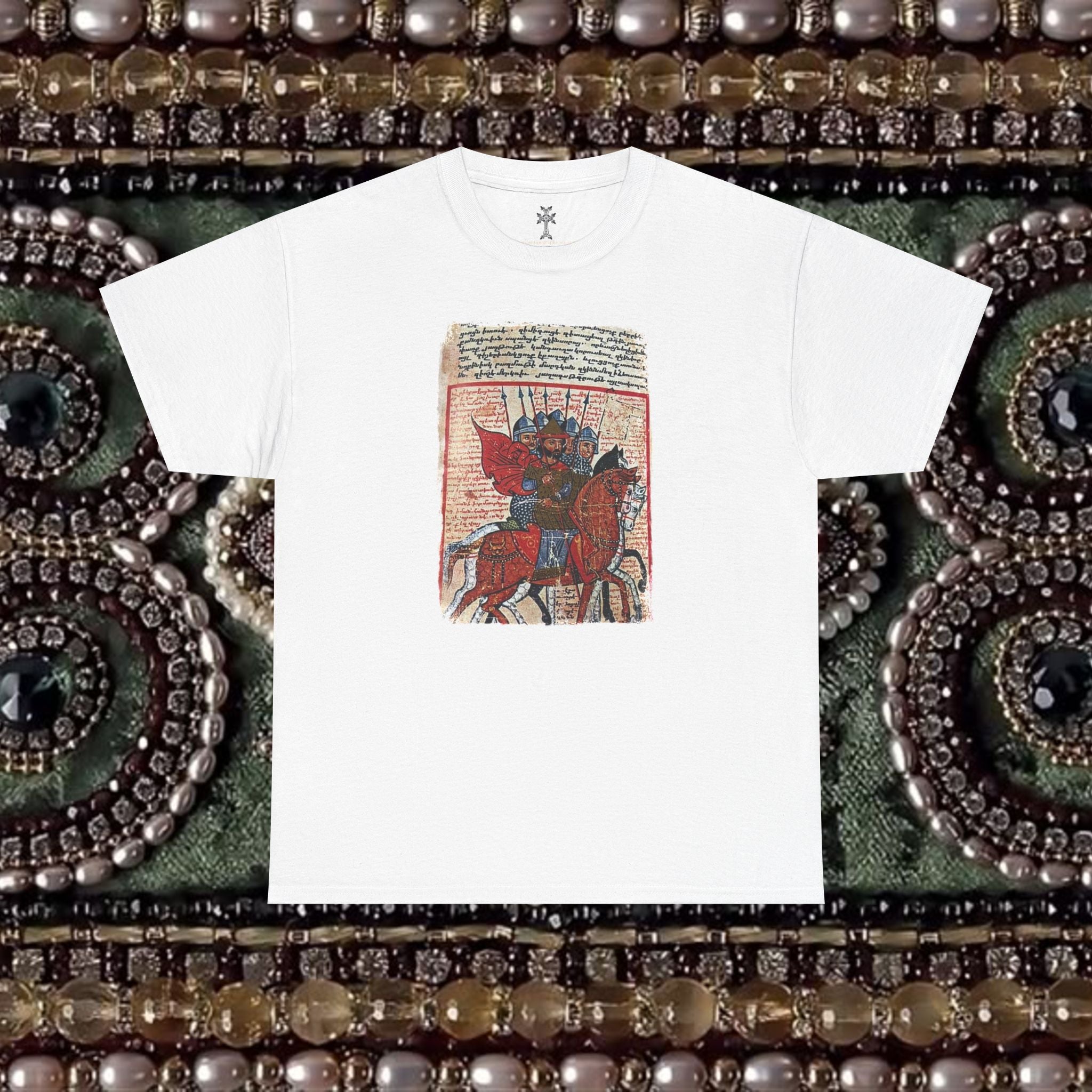 Armenian Warriors Art T-Shirt - Ancient Manuscript Design