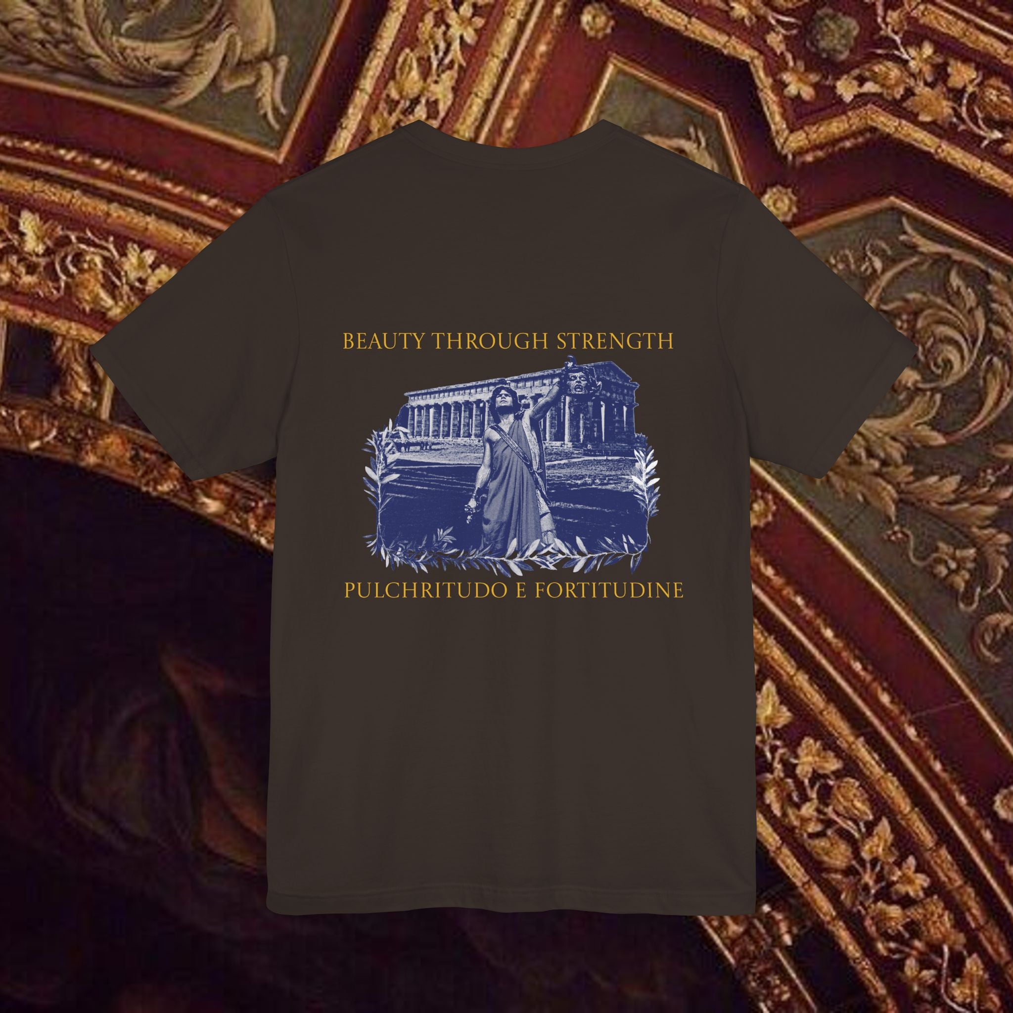 Title: The Hero's Victory Classically-Themed Cotton Graphic T Shirt Back Version