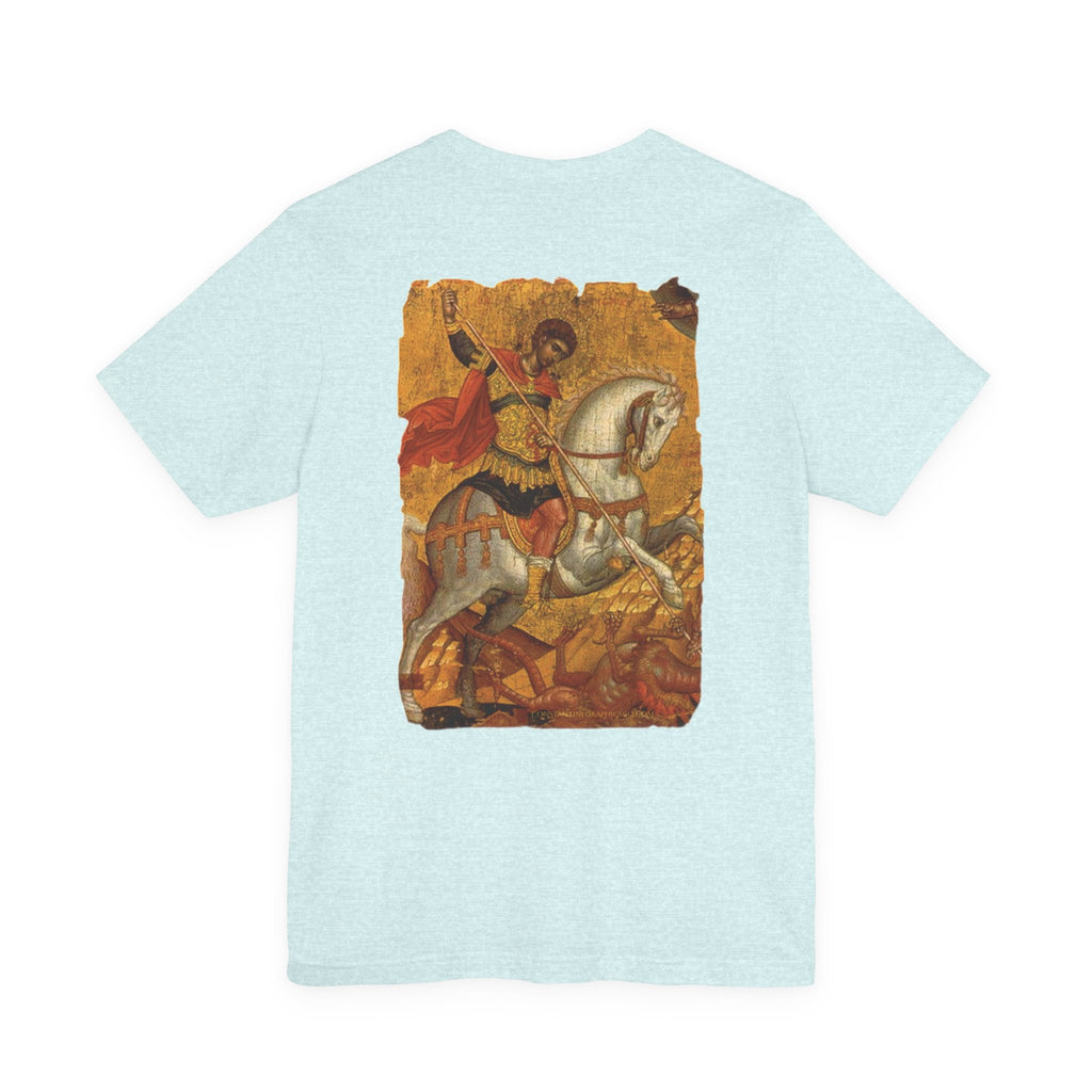 St George the Dragon Slayer Cotton Graphic T-Shirt Orthodox Christian Imagery