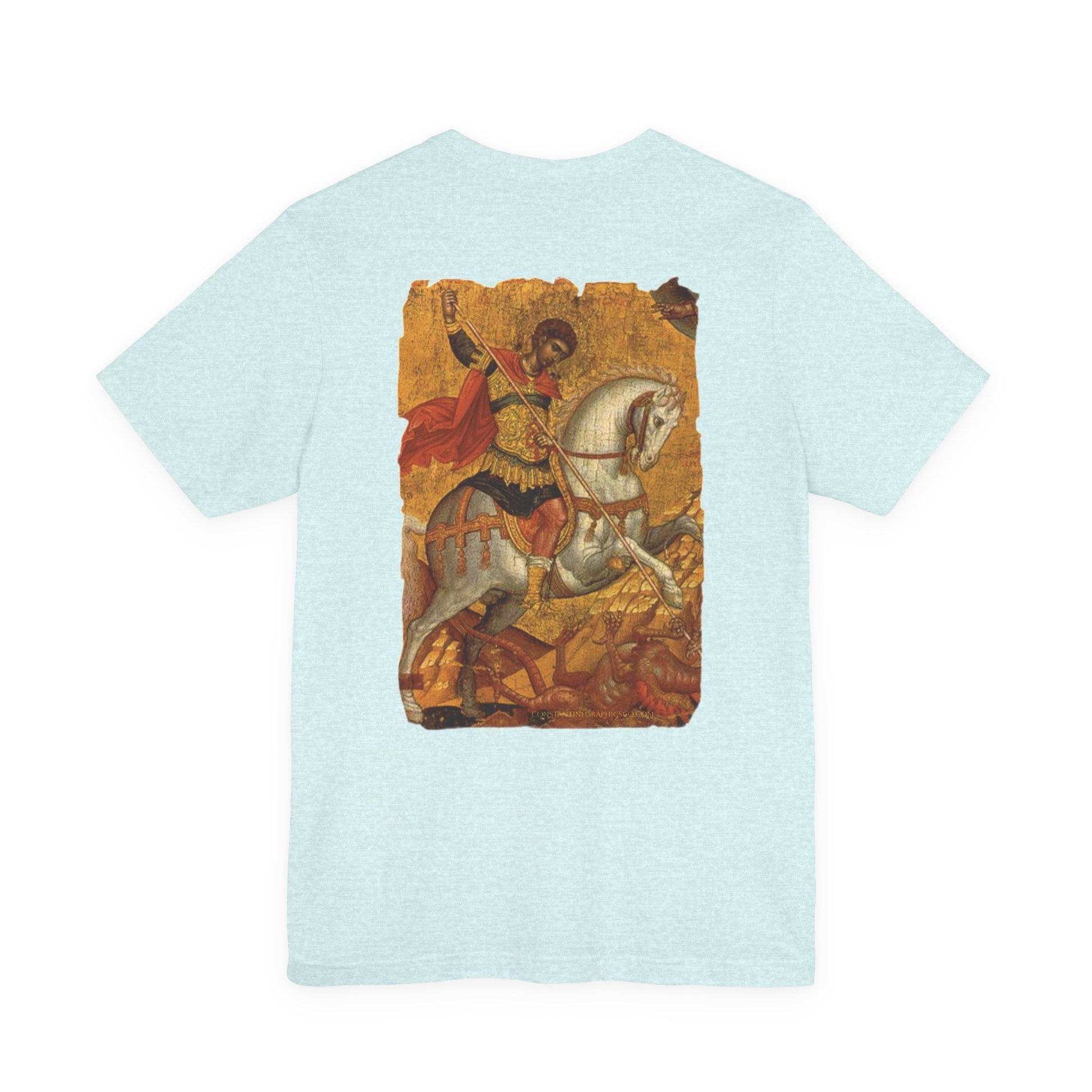 St George the Dragon Slayer Cotton Graphic T-Shirt Orthodox Christian Imagery