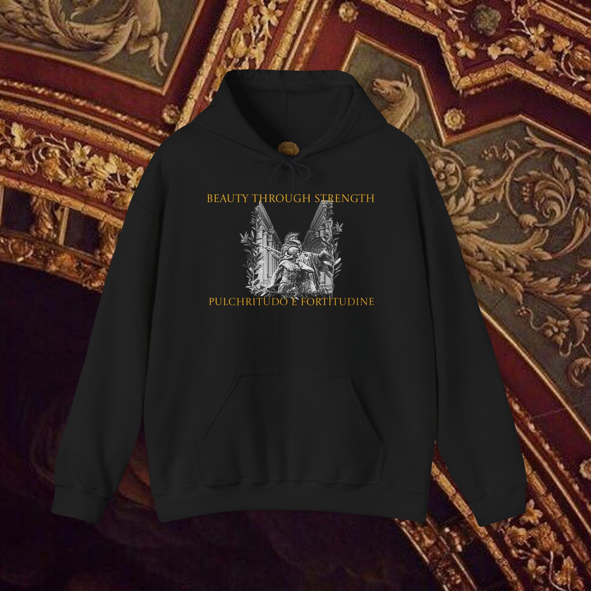 The Goddess's Protection Classically-Inspired Cotton Graphic Hoodie