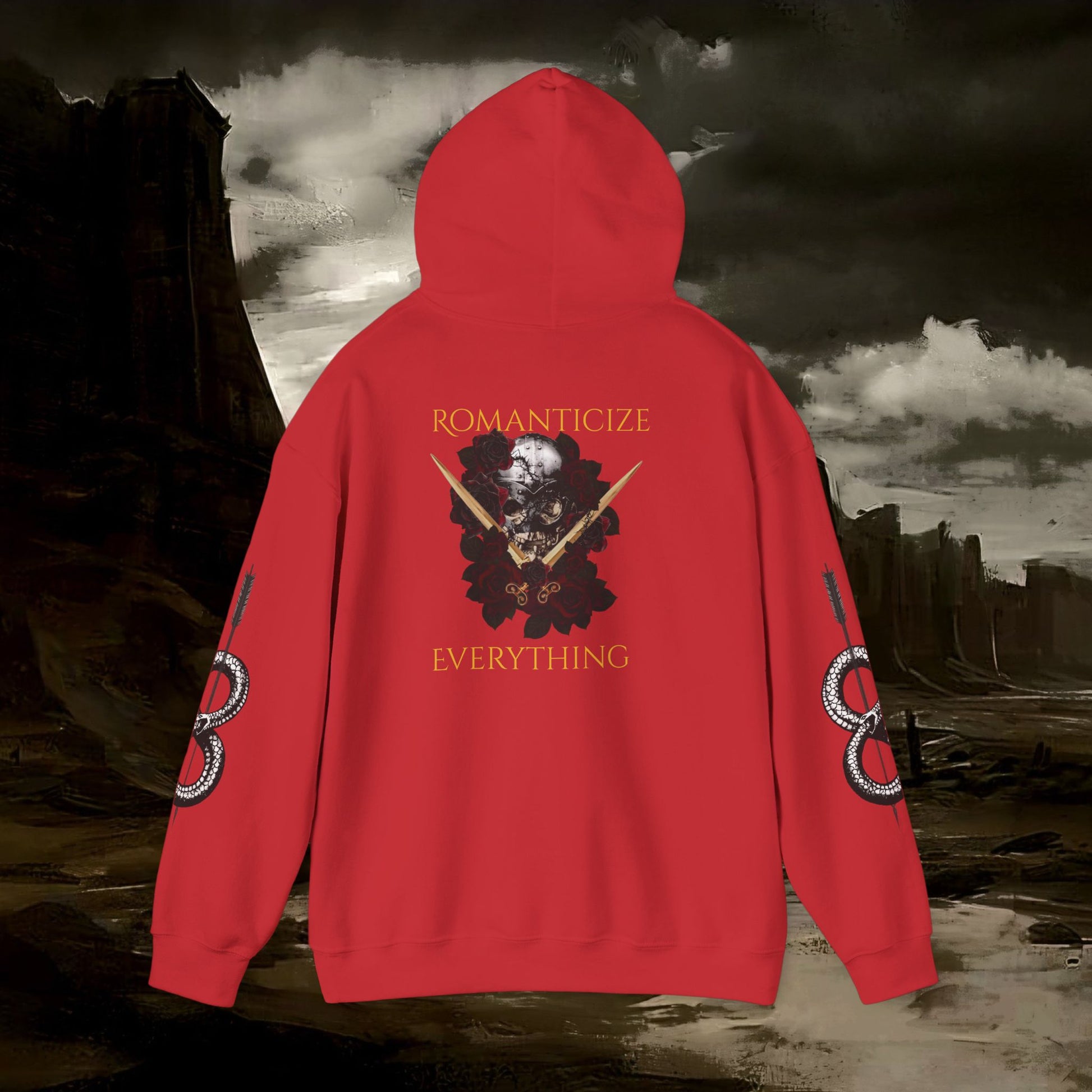 The Barbarian's Fate Medieval Dark Fantasy Inspired Graphic Hoodie back version