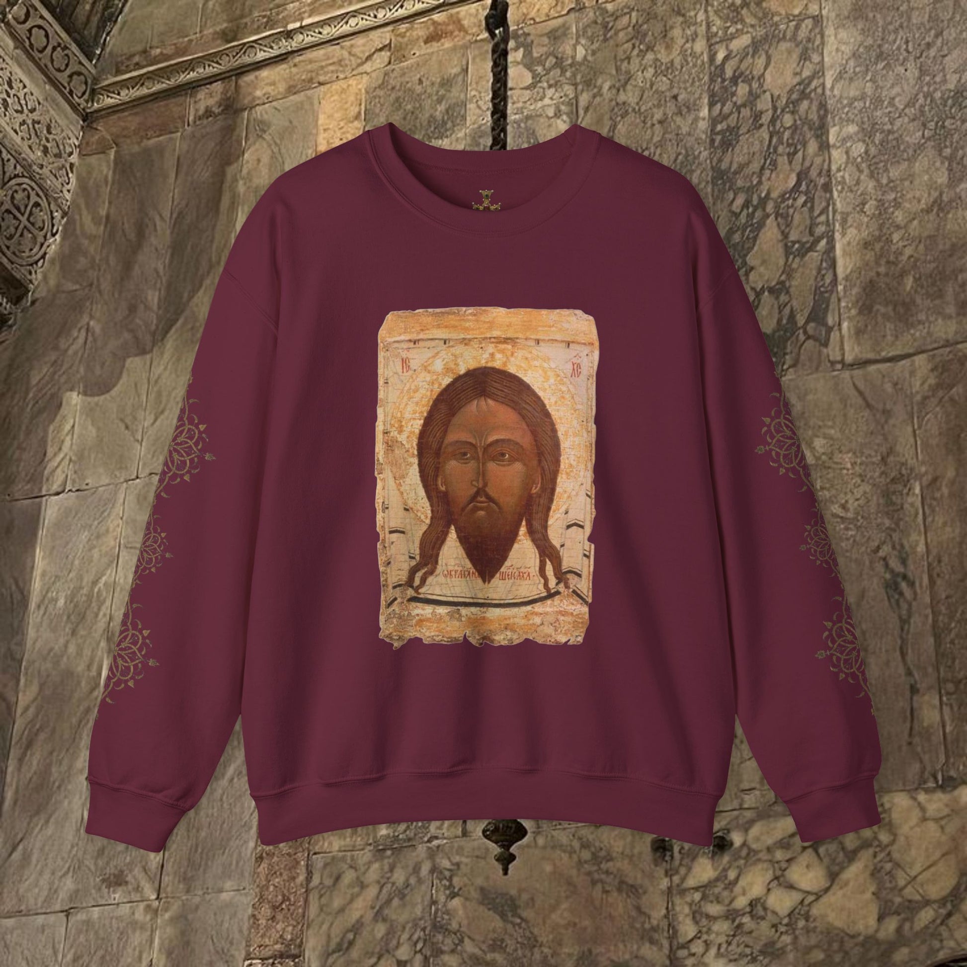 Byzantine Icon Art Sweatshirt - Manuscript Design