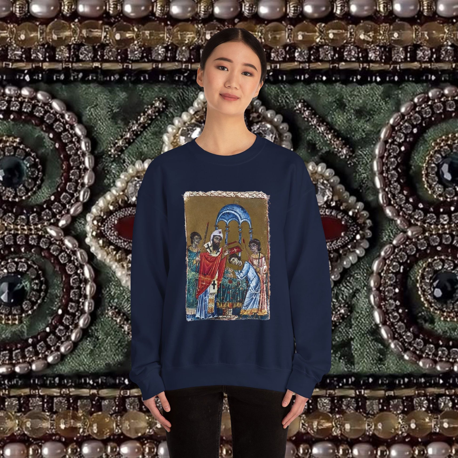 Armenian Manuscript Crewneck Graphic Sweatshirt