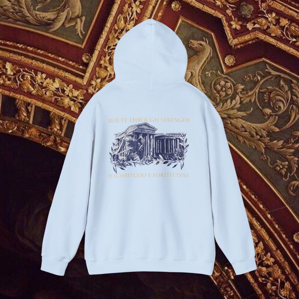 Guardian of the Temple Classically- Inspired Cotton Graphic Hoodie Back Version