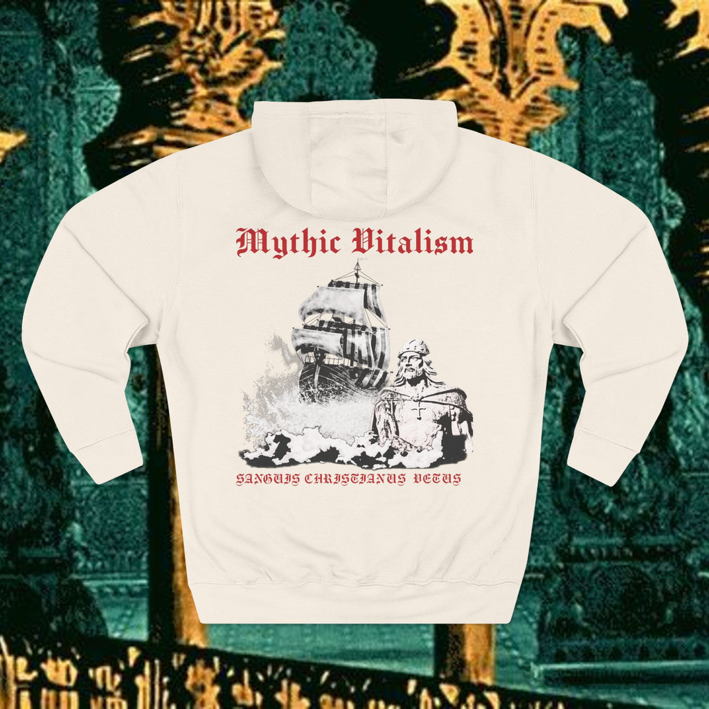 Mythic Vitalism, Sanguis Christianus Vetus Exploration and Adventure Inspired Graphic Fleece Hoodie back version