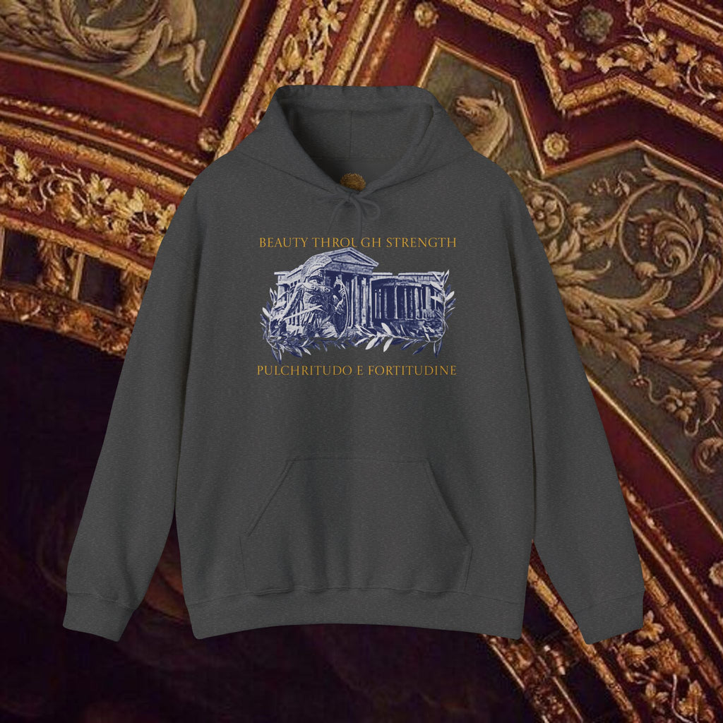 Guardian of the Temple Classically- Inspired Cotton Graphic Hoodie