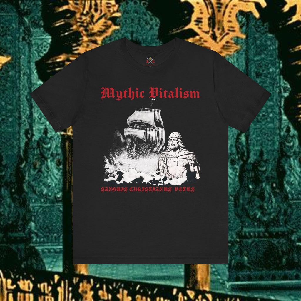 Mythic Vitalism, Sanguis Christianus Vetus Exploration and Adventure Inspired Graphic T Shirt Front Version