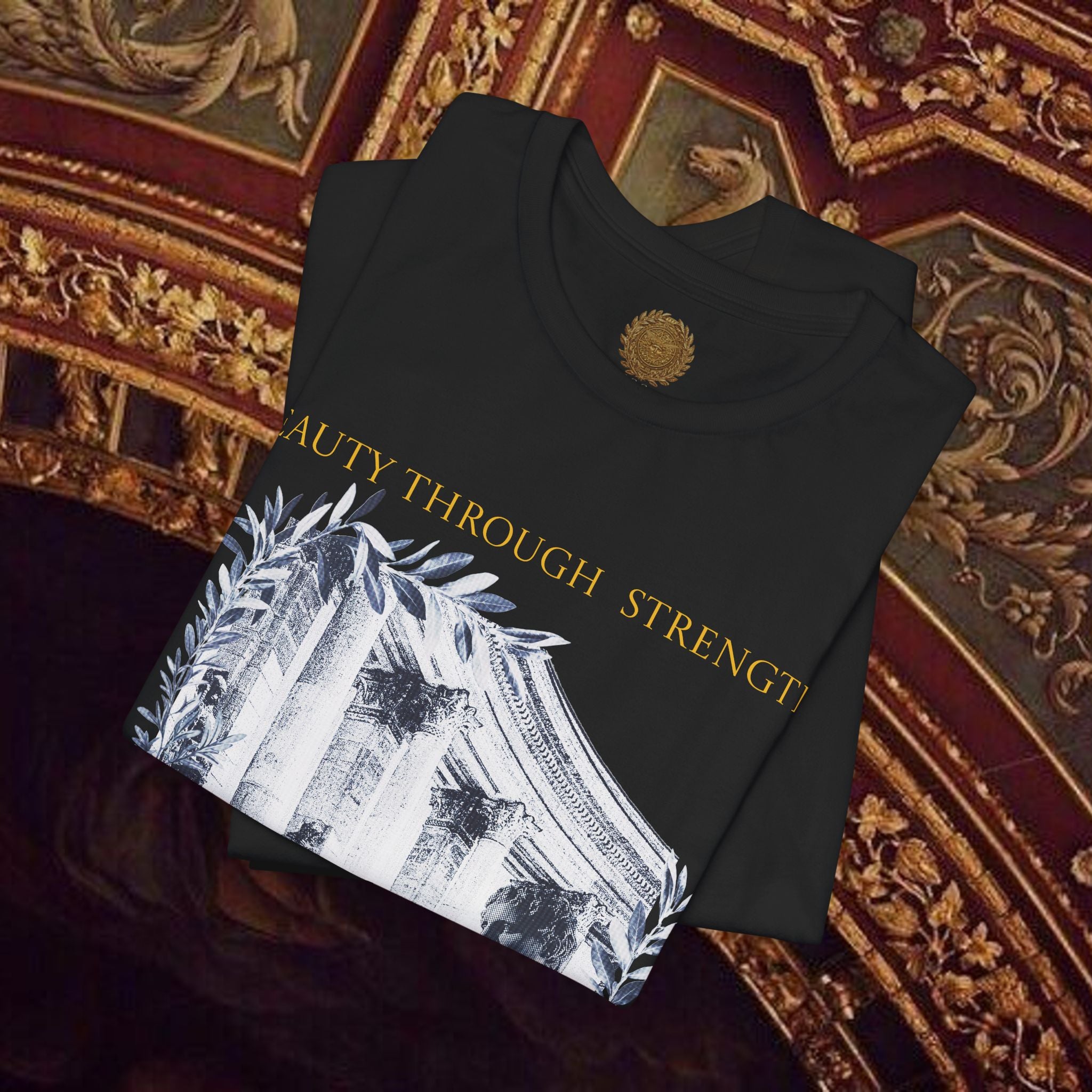 Beauty Through Strength Classically-Inspired Cotton Graphic T-Shirt
