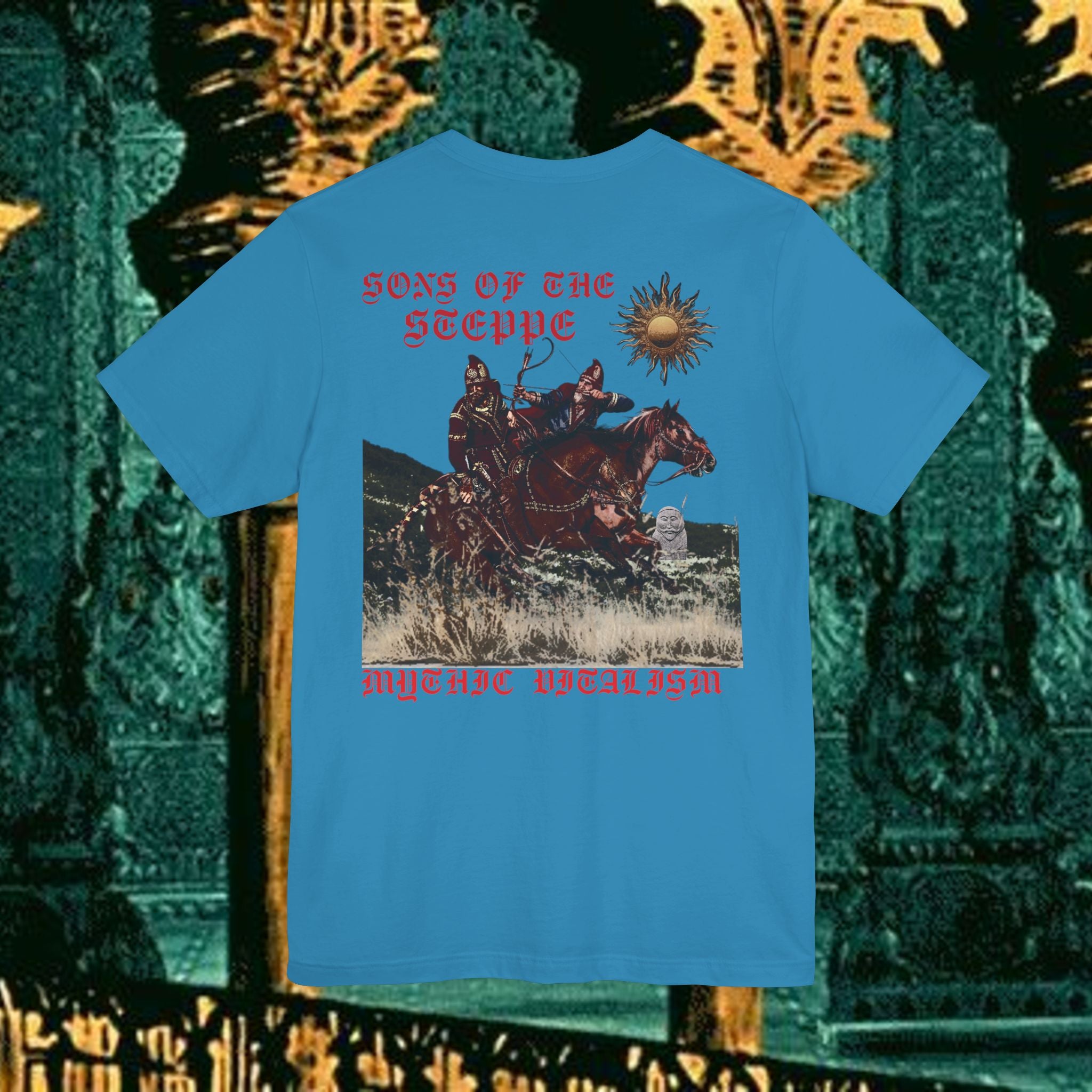 Sons of the Steppe Mythical Medieval Inspired Graphic T Shirt Back Version