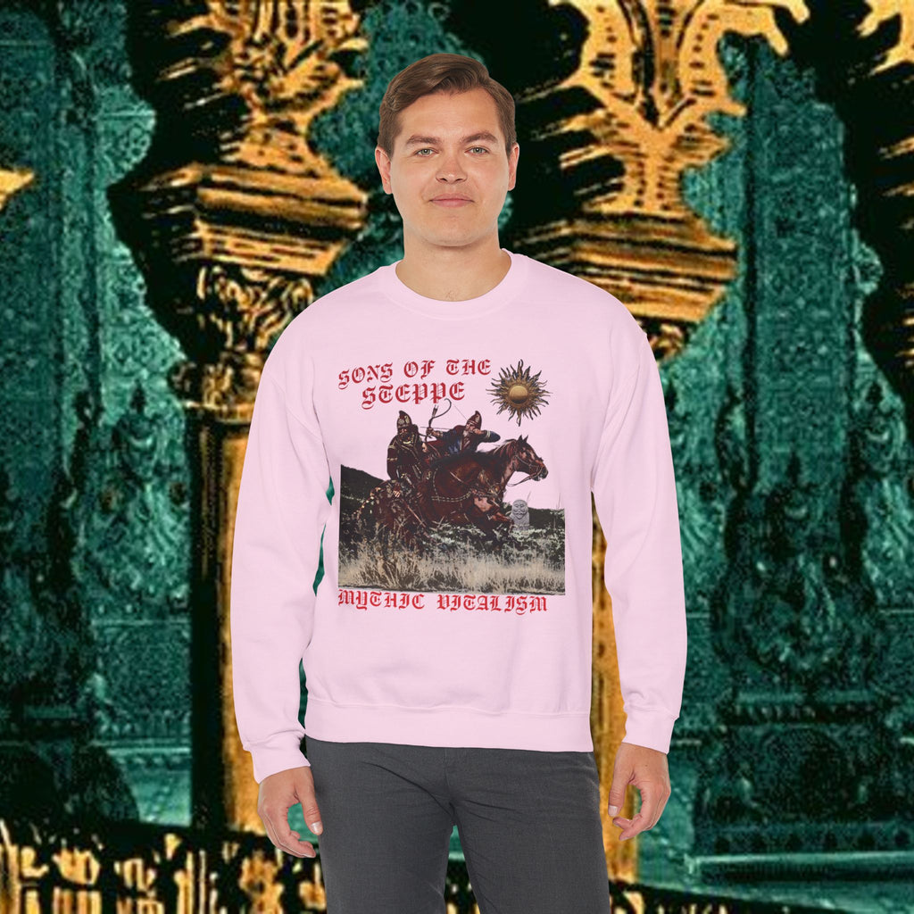 Sons of the Steppe Graphic Sweatshirt — Mythic Warrior Horsemen Crewneck