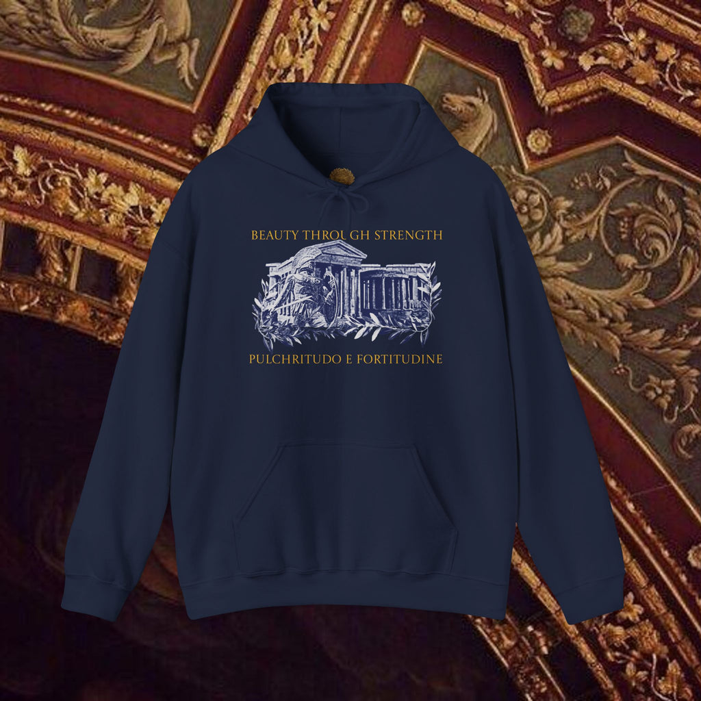 Guardian of the Temple Classically- Inspired Cotton Graphic Hoodie