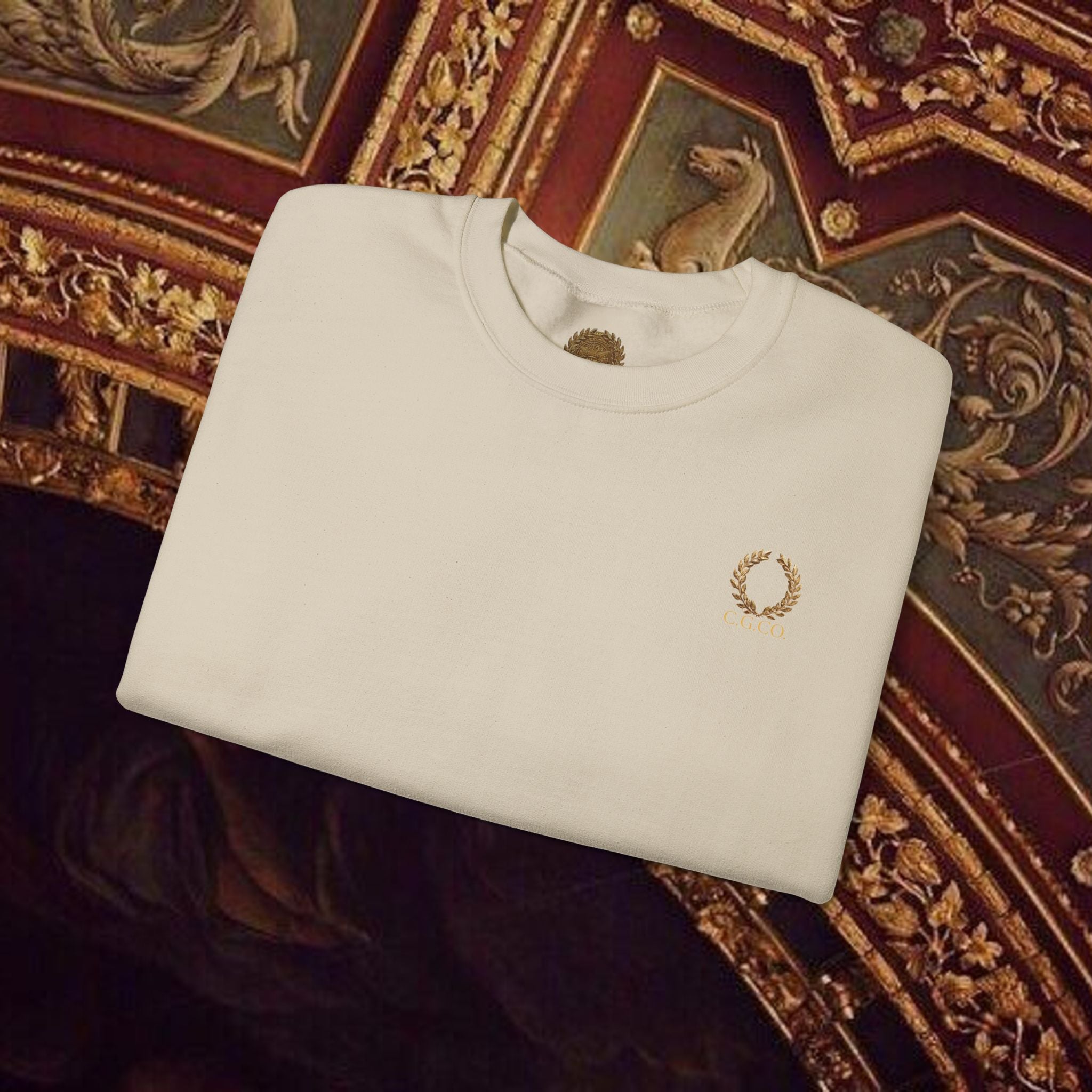 Guardian of the Temple Classically- Inspired Cotton Graphic Sweatshirt Back Version