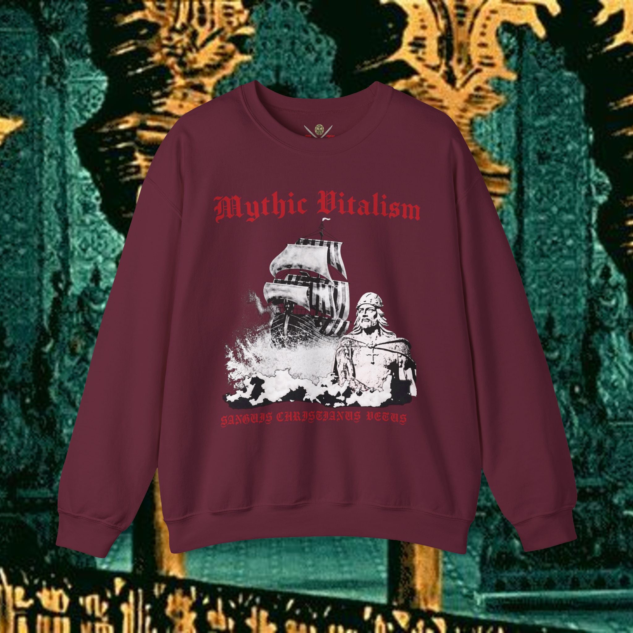 Mythic Vitalism, Sanguis Christianus Vetus  Exploration and Adventure Inspired Crewneck Sweatshirt