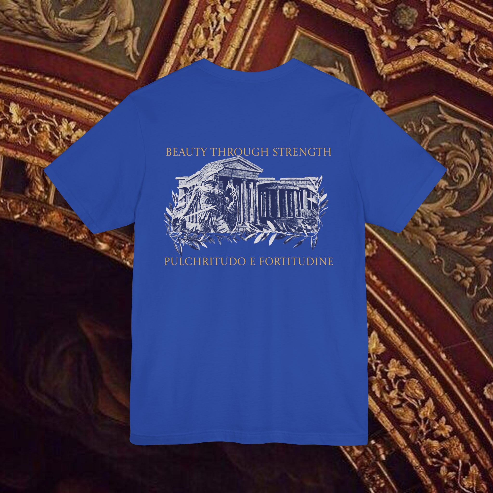 Guardian of the Temple Classically- Inspired Cotton Graphic T Shirt Back Version